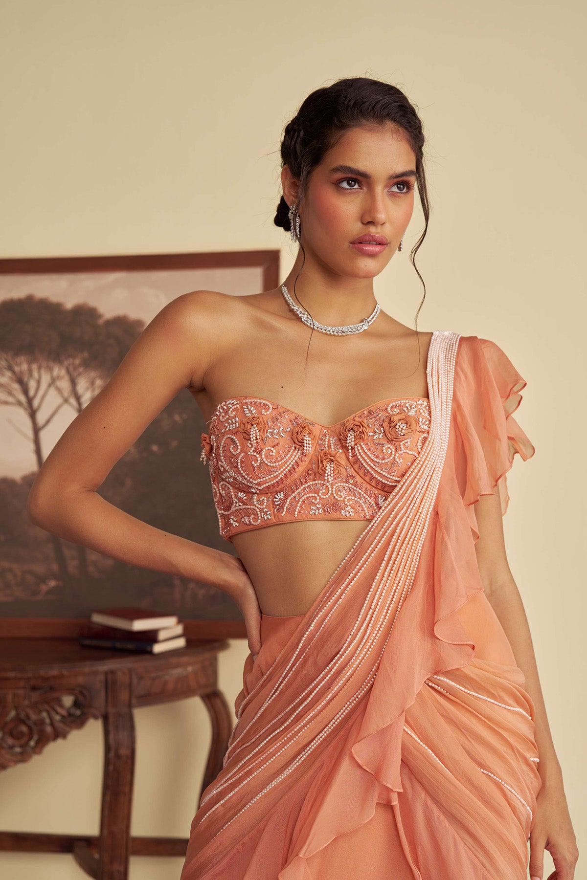Autumn Embrace drape saree set