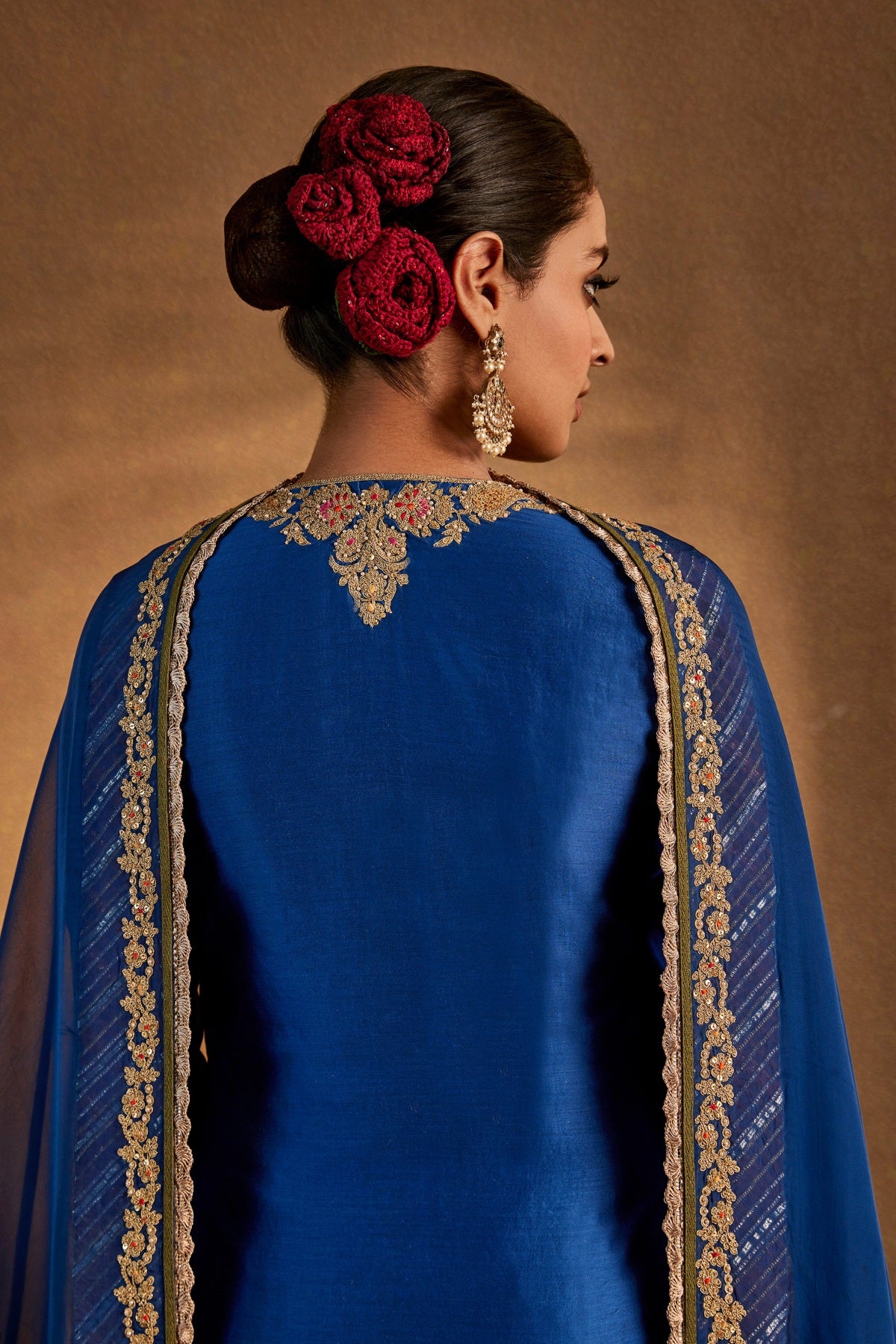 Deep Blue Floral Kurta Set