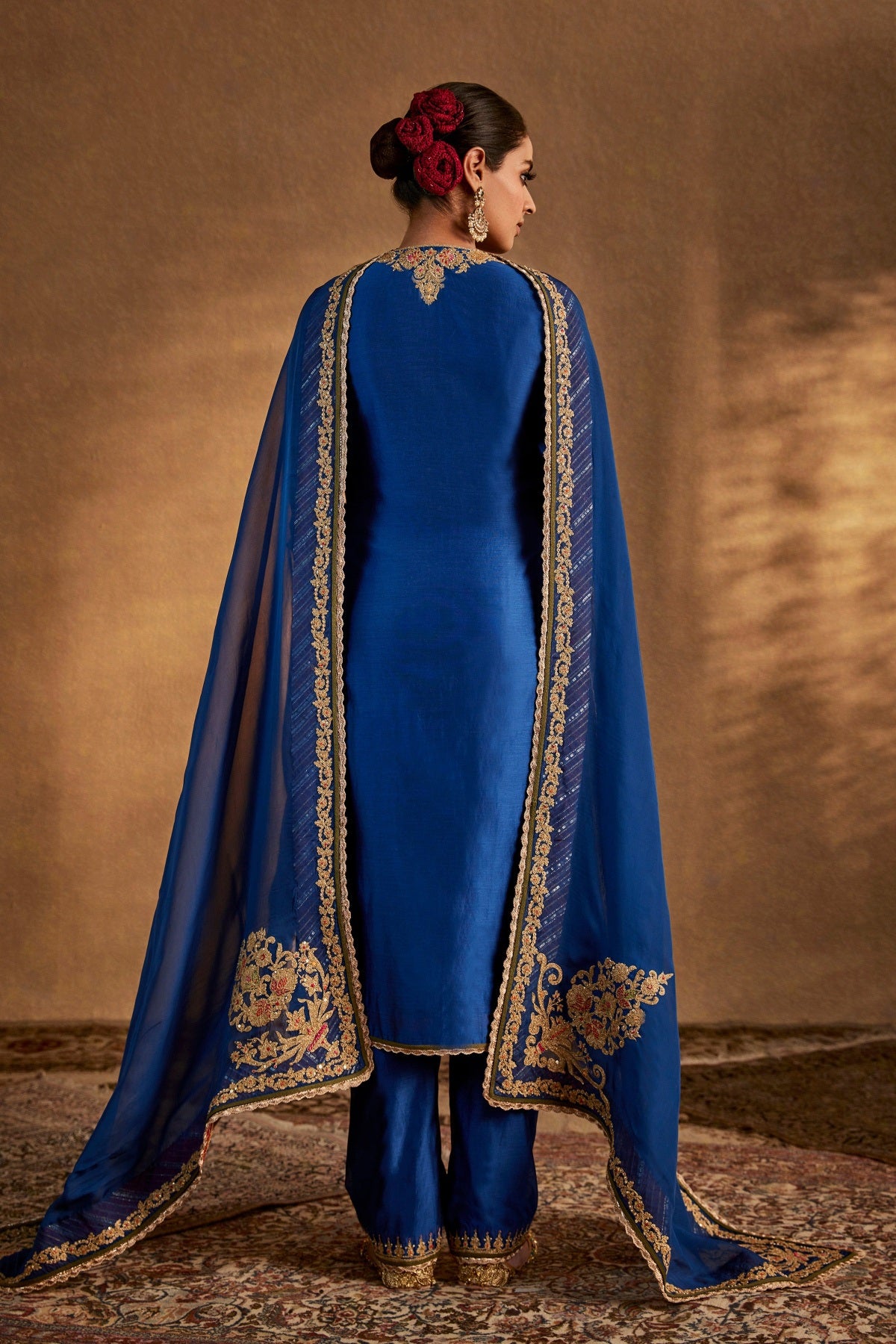 Deep Blue Floral Kurta Set
