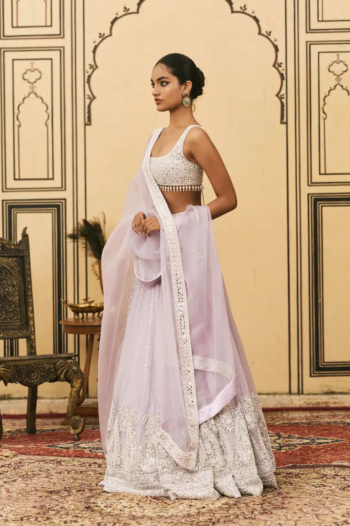 Baingani Organza Lehenga Set