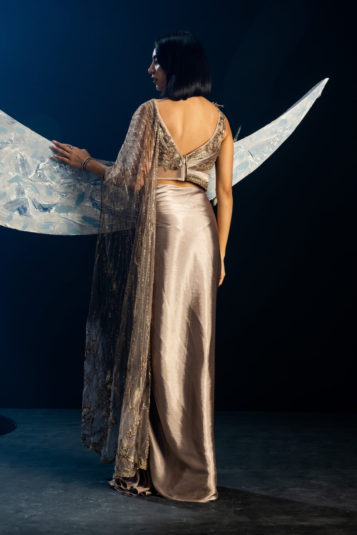 Beamy Petal Draped Saree - Ready To Ship
