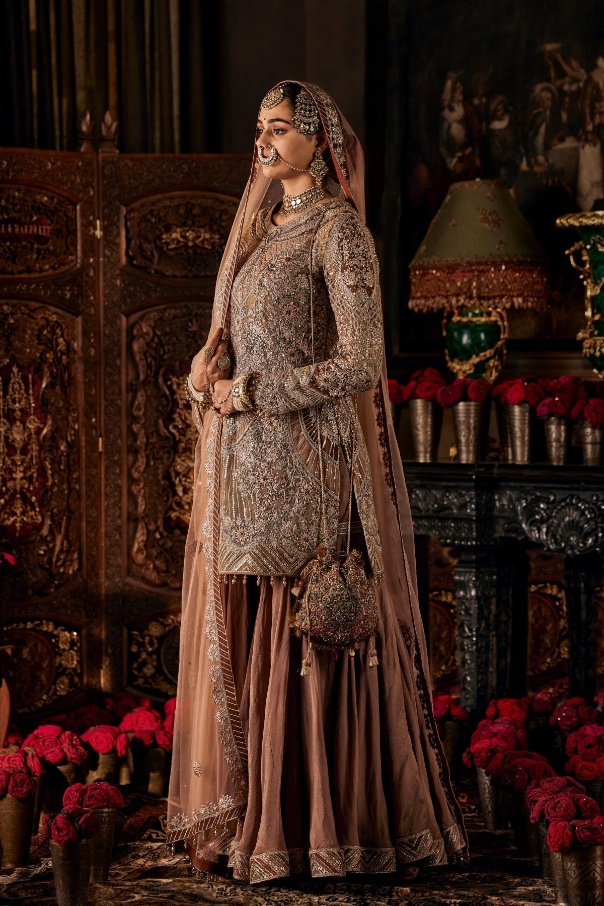 Beige Tulle Sharara