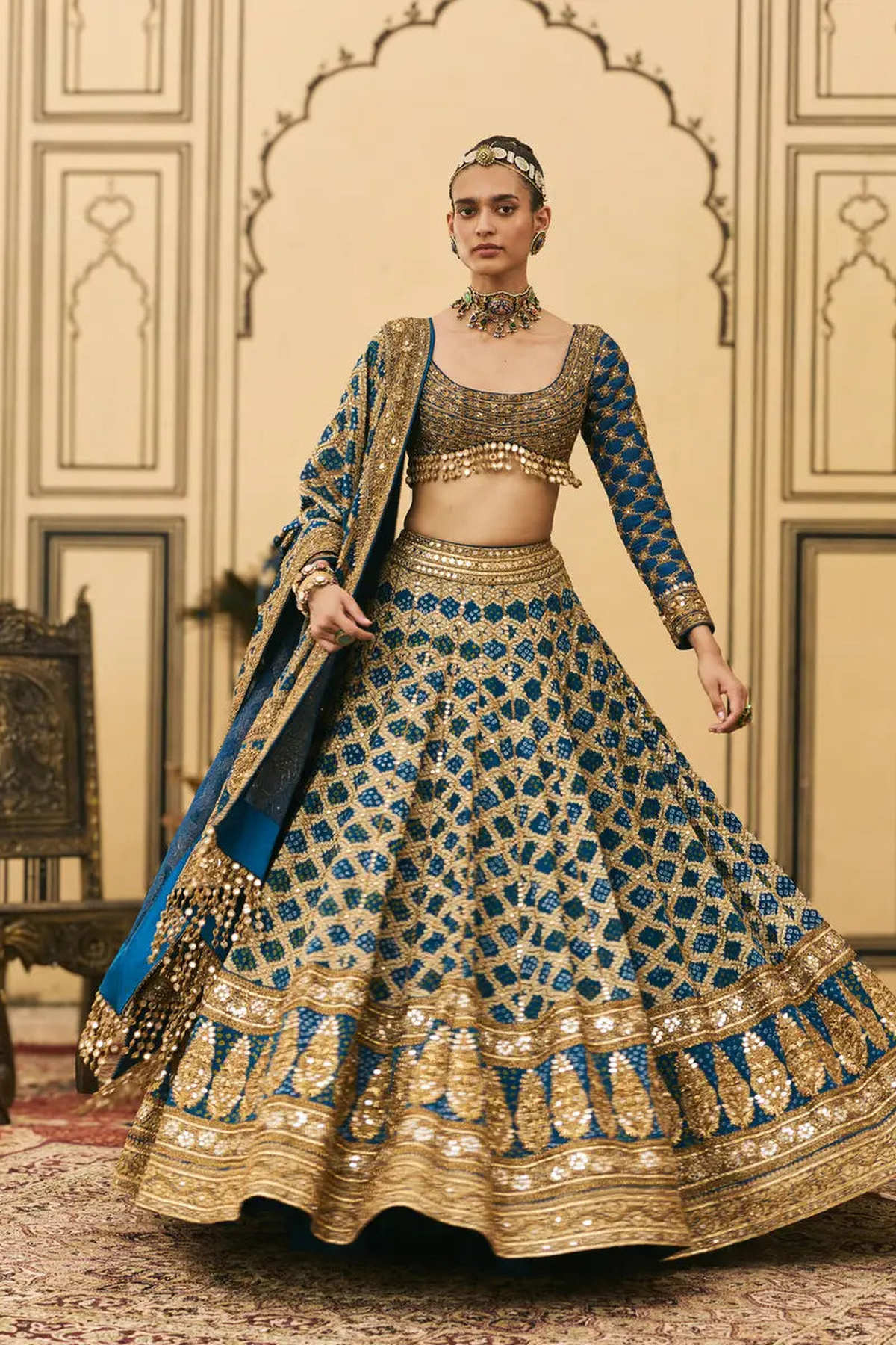 Blue Bandhani Lehenga Set
