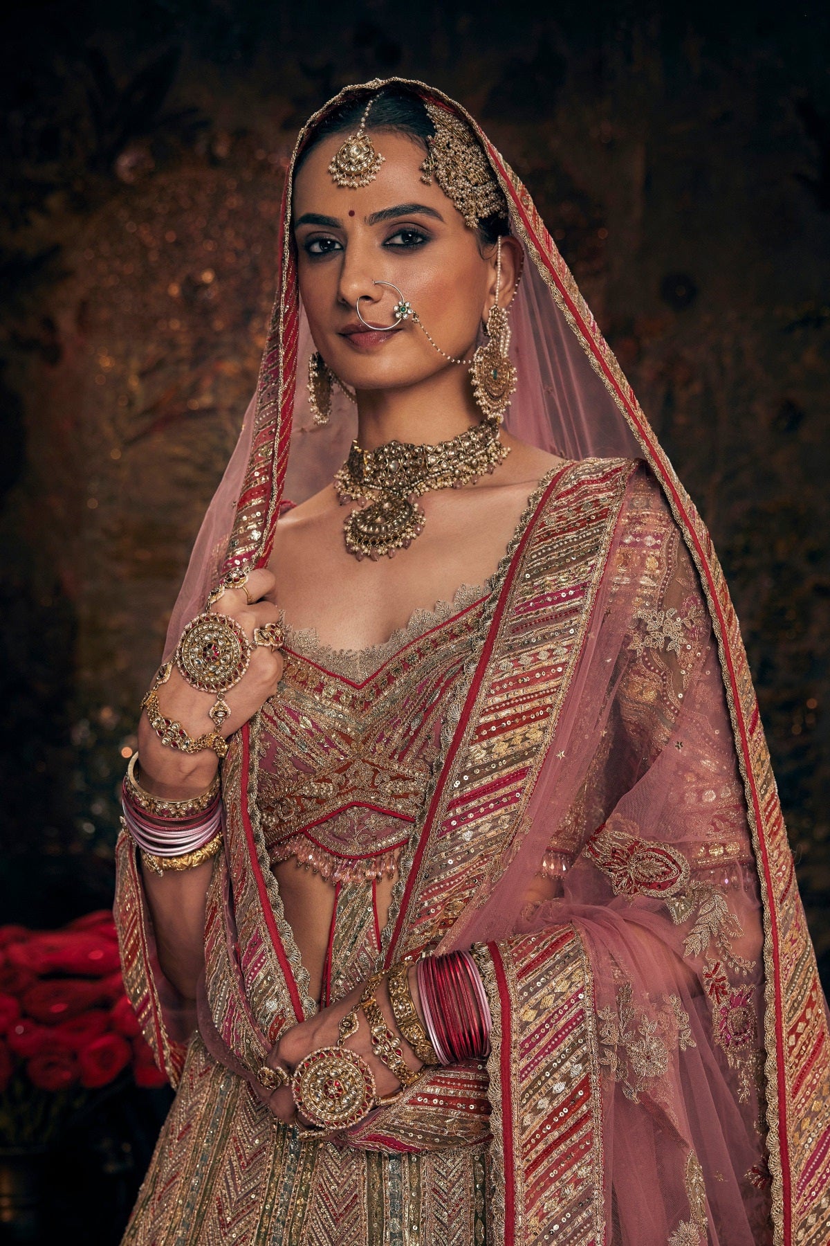 Blush Pink Avian Embroidered Lehenga