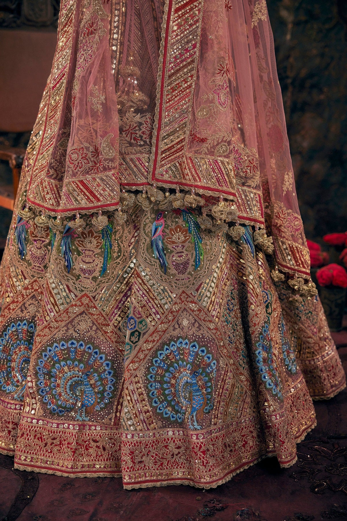 Blush Pink Avian Embroidered Lehenga