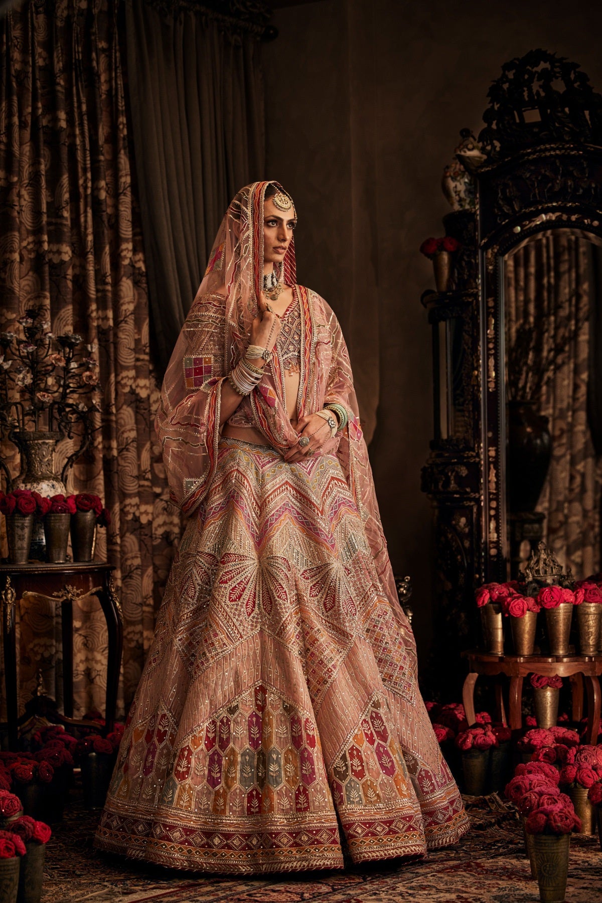 Blush Pink Tulle Lehenga