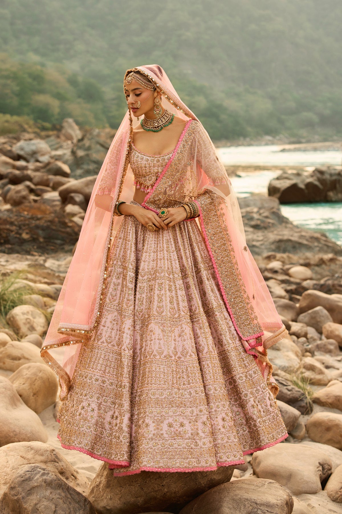 Blush Pink Vintage Lehenga