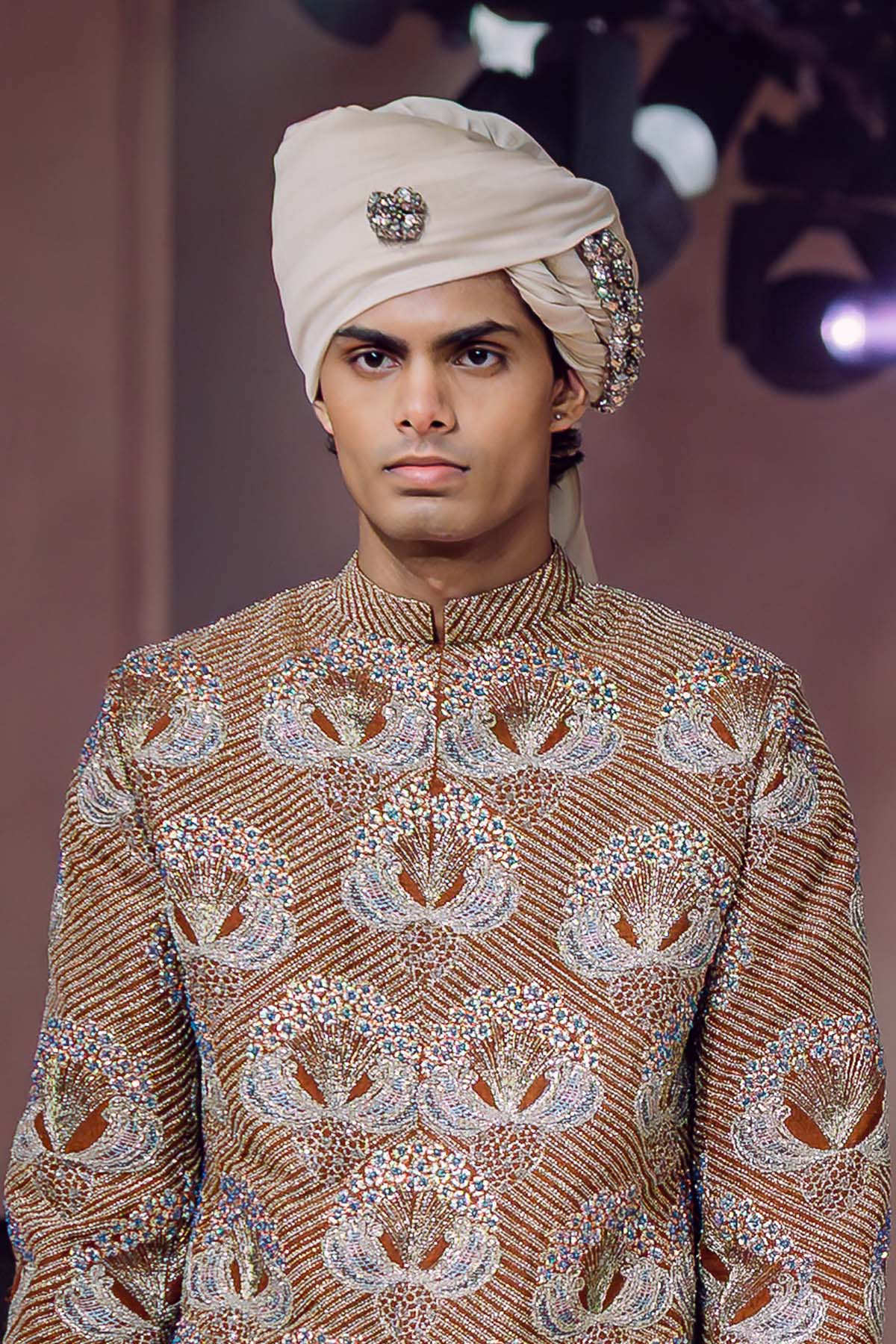 Theseus - brown raw silk bandhgala