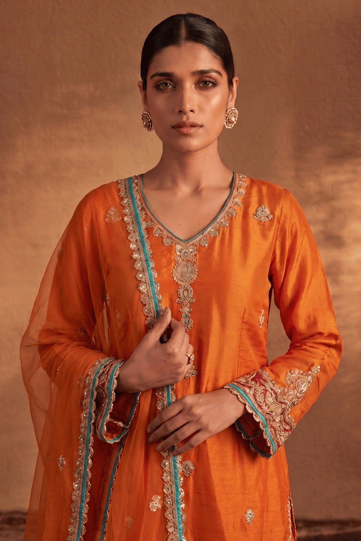 Burnt Saffron Sharara Set