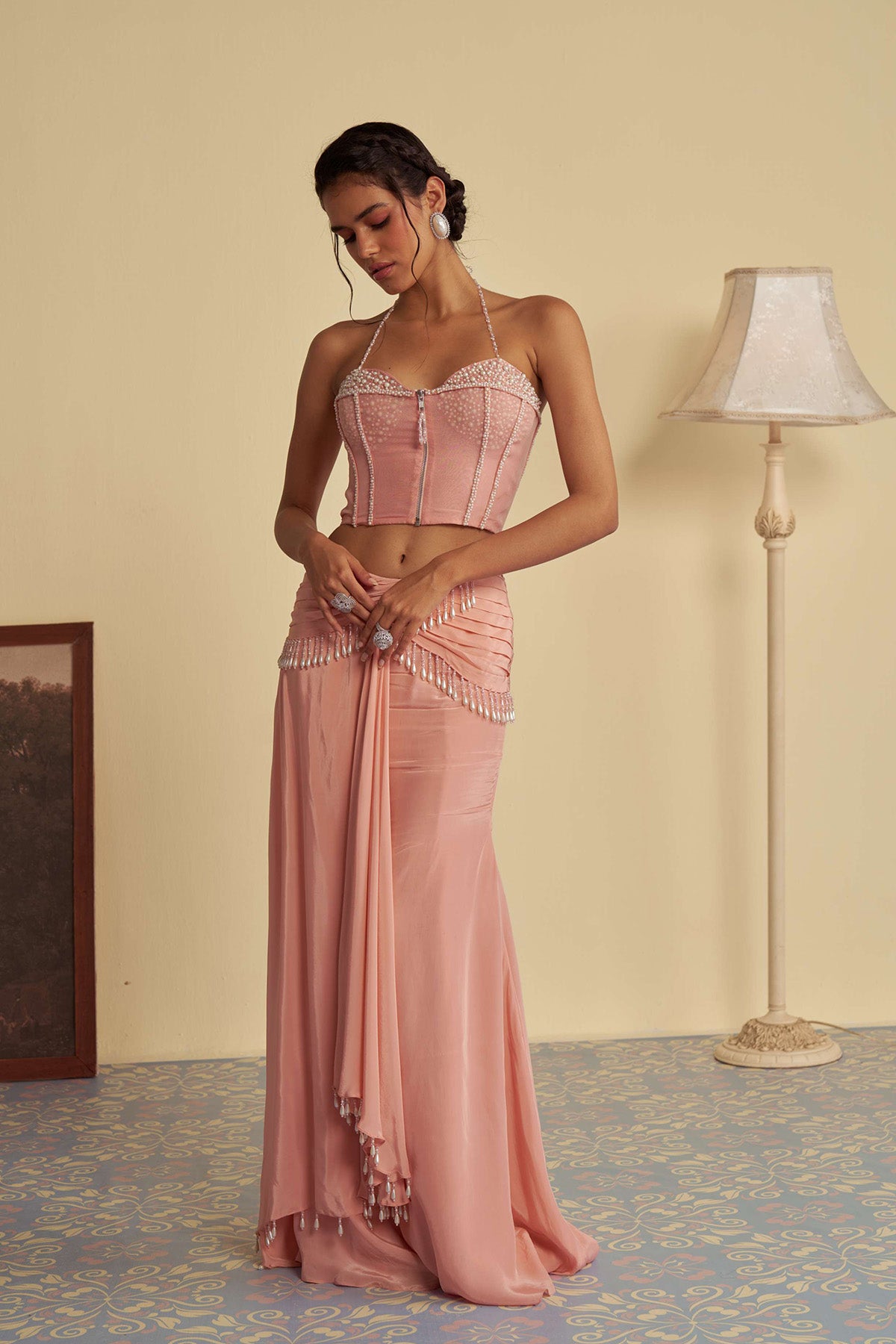Celandine corset drape saree set