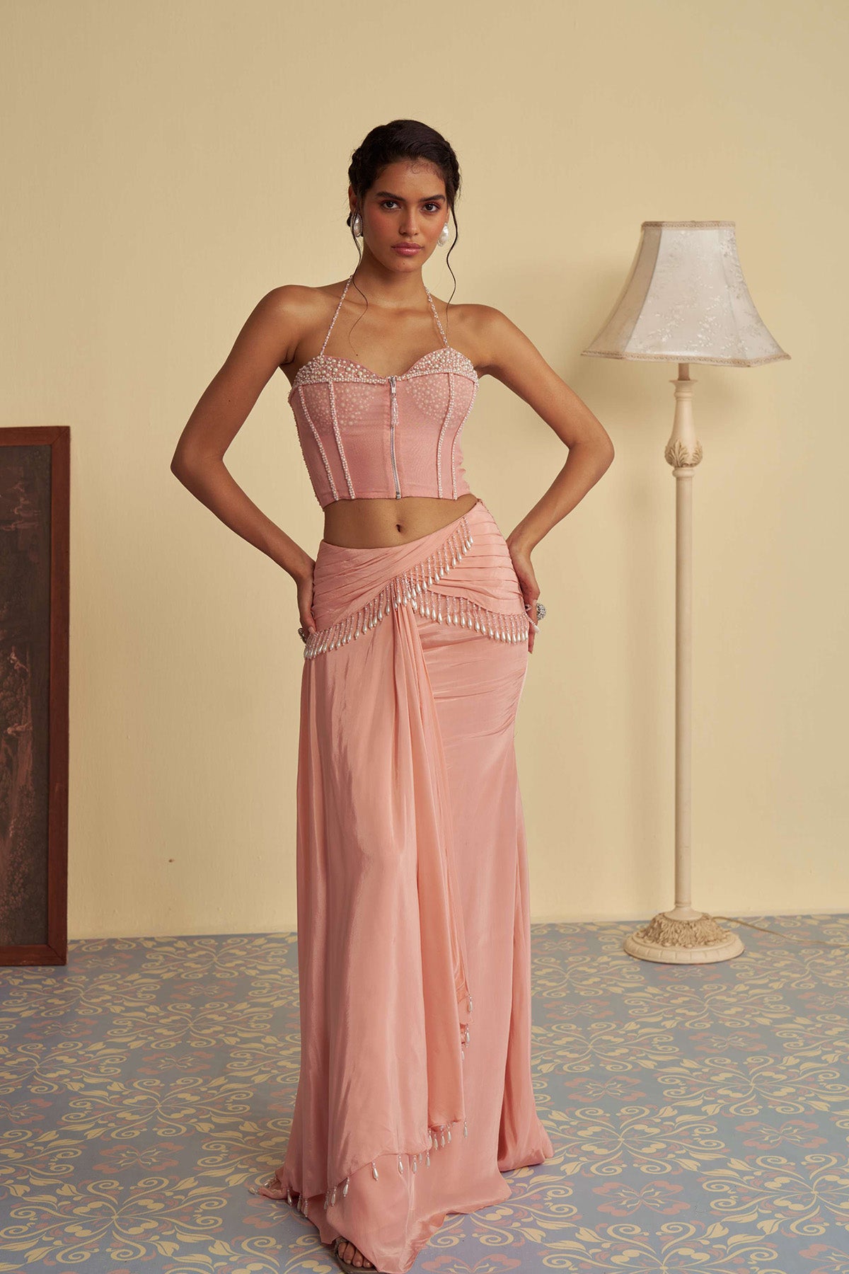 Celandine corset drape saree set