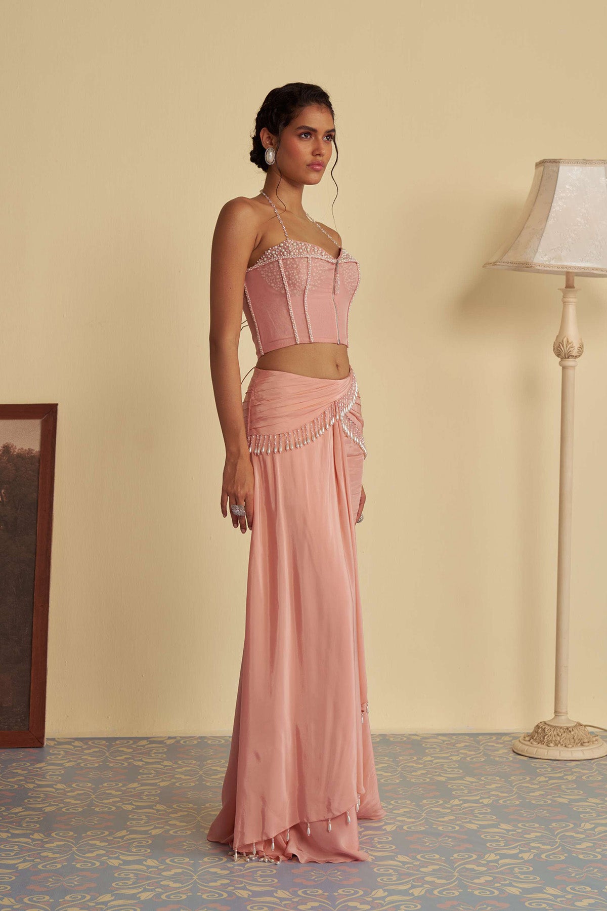 Celandine corset drape saree set