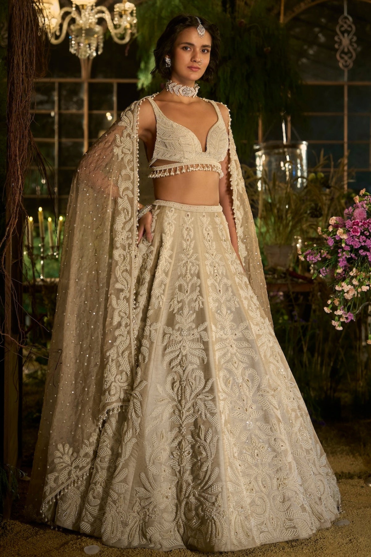 Champagne Pearl Lehenga Set