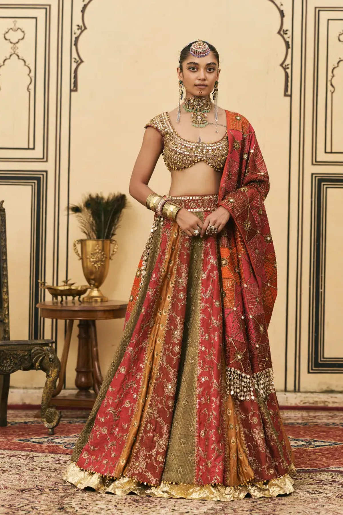 Chitrali Brocade Phulkari Lehenga Set