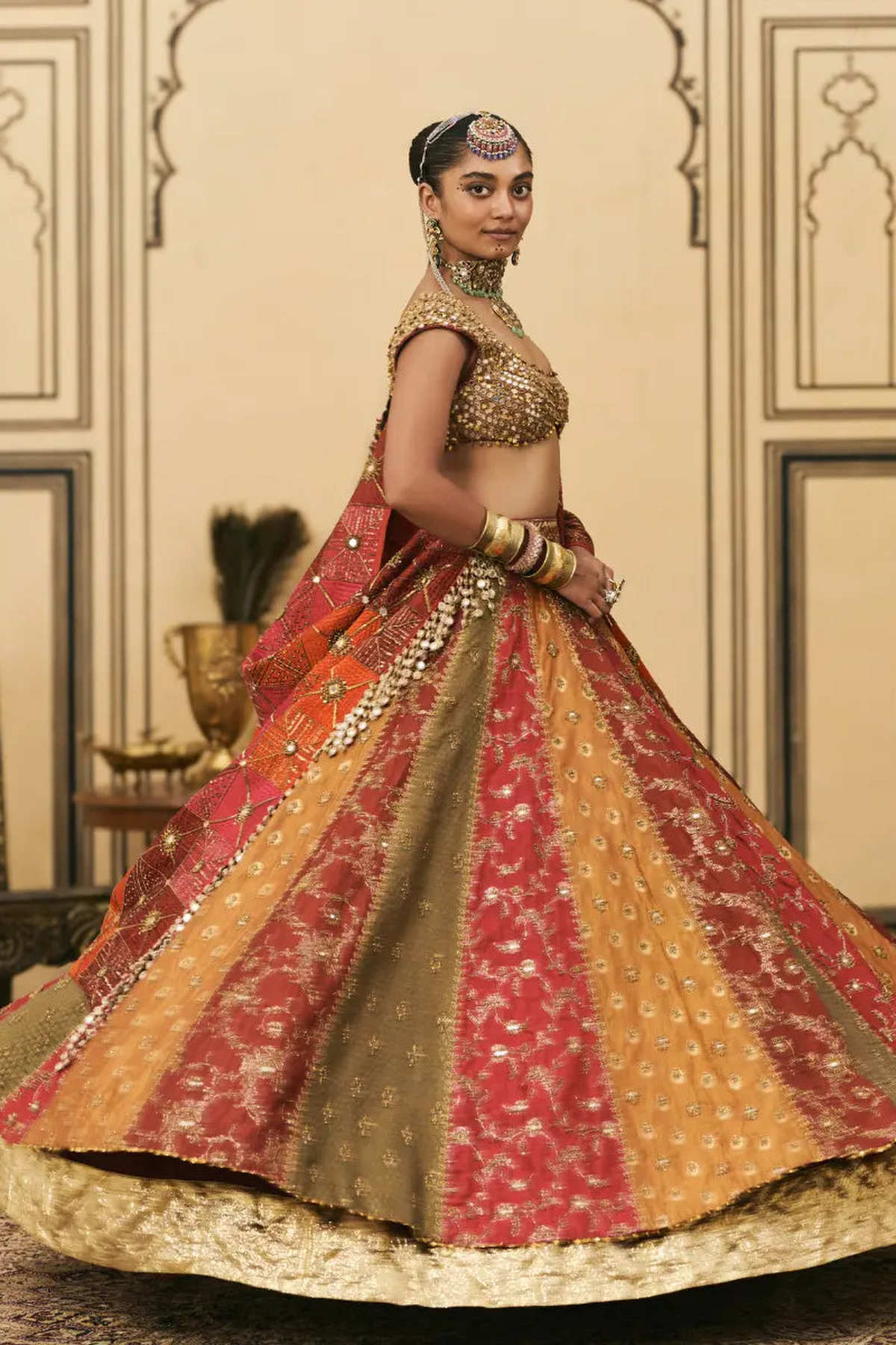 Chitrali Brocade Phulkari Lehenga Set