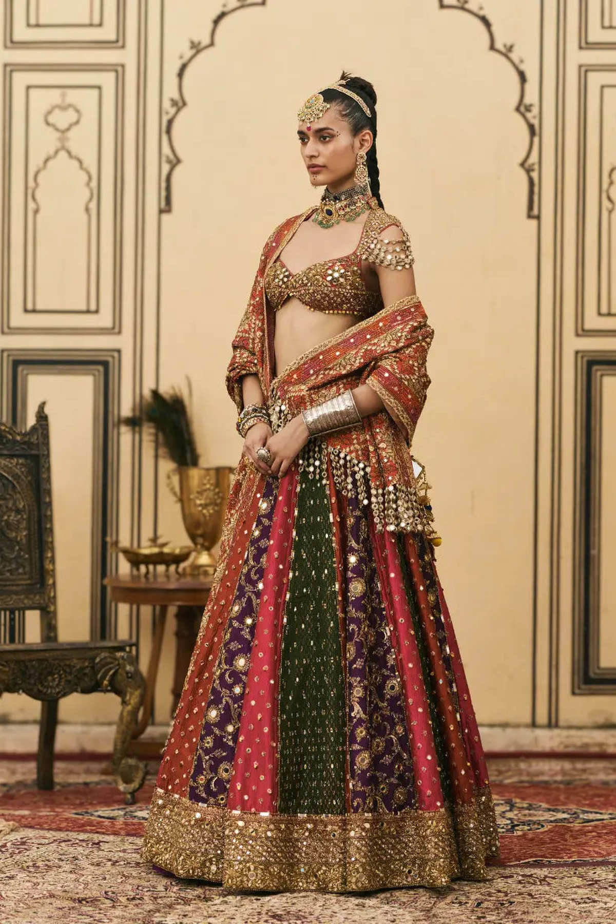 Chitrangi Brocade Phulkari Lehenga Set