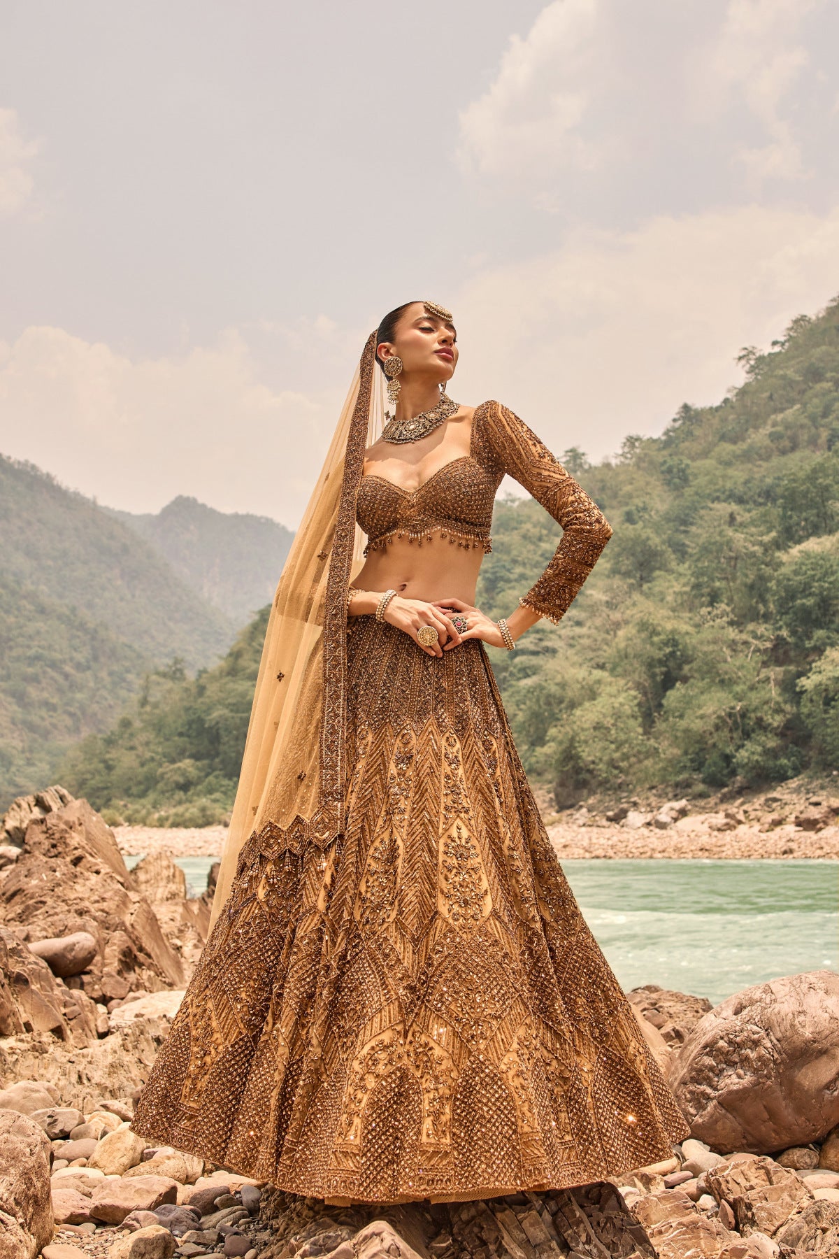 Copper Jewelled Lehenga