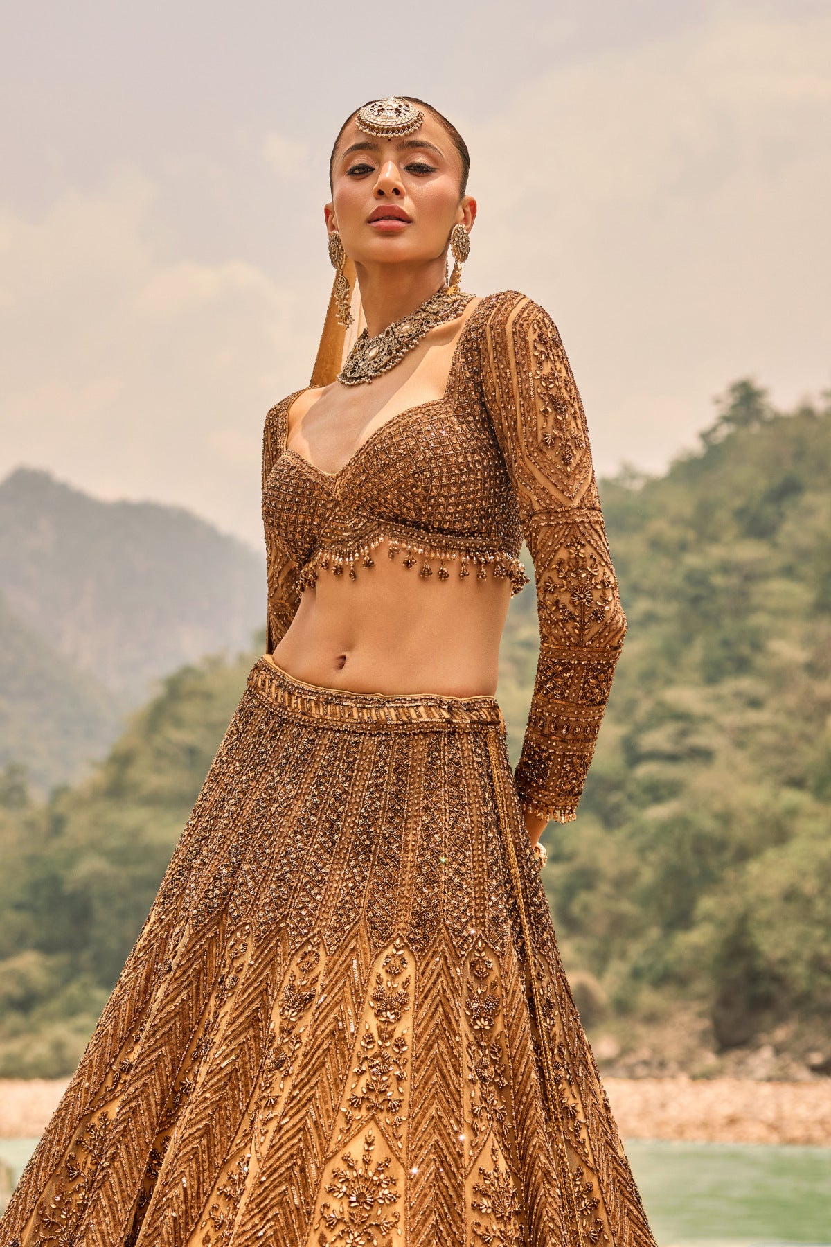 Copper Jewelled Lehenga
