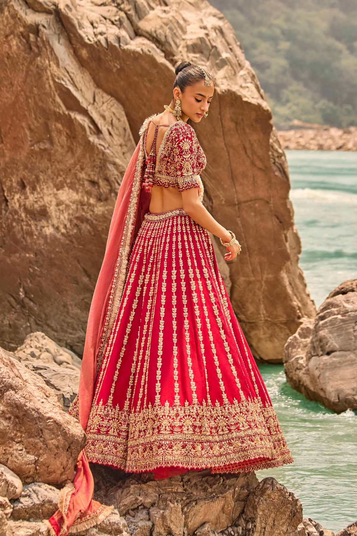 Crimson Antique Zardozi Lehenga