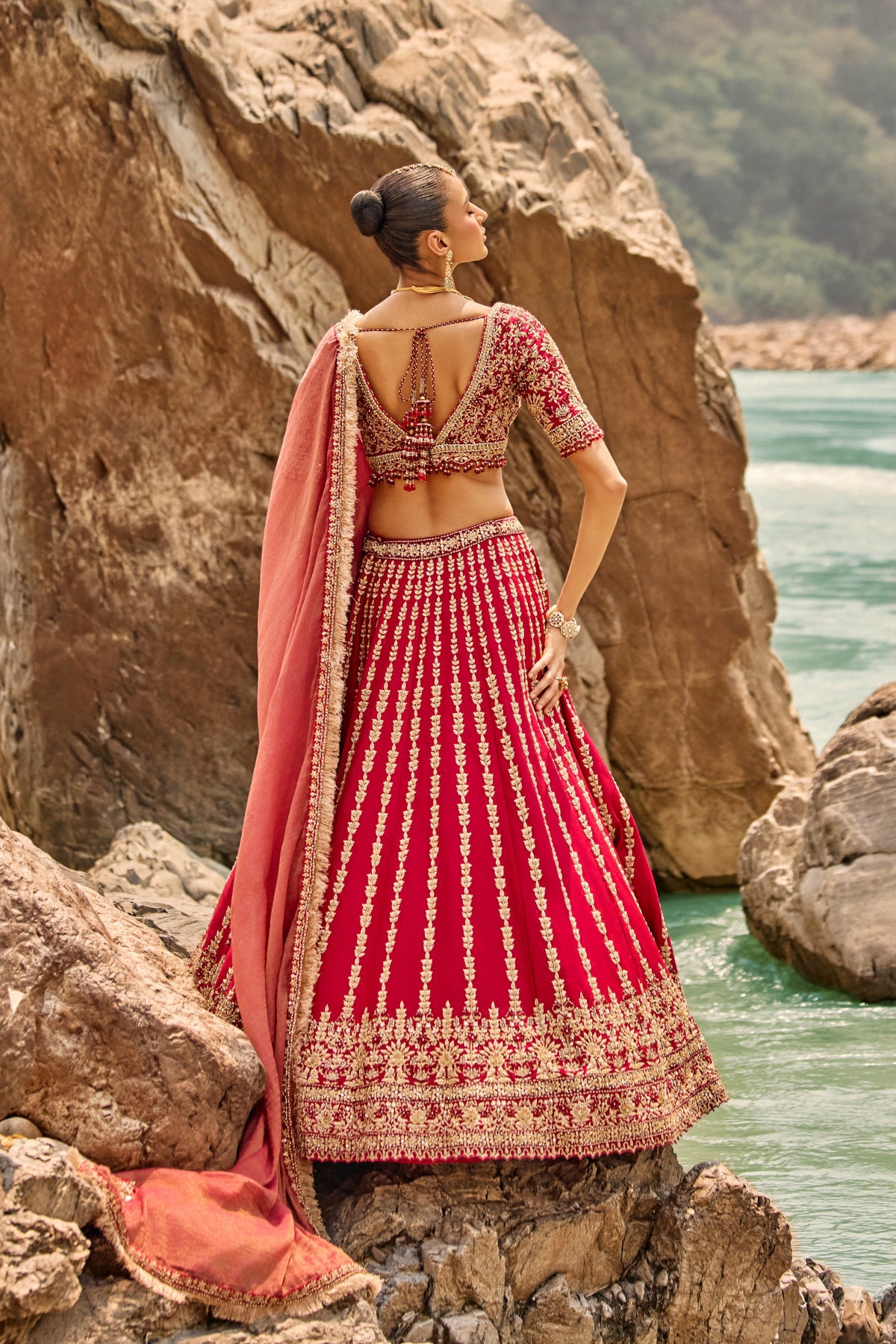Crimson Antique Zardozi Lehenga