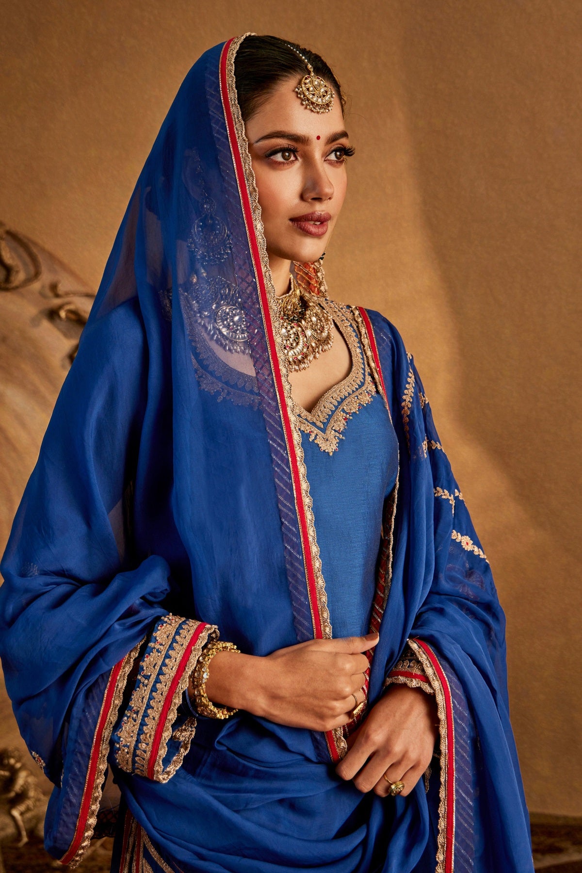Dark Blue Floral Sharara Set