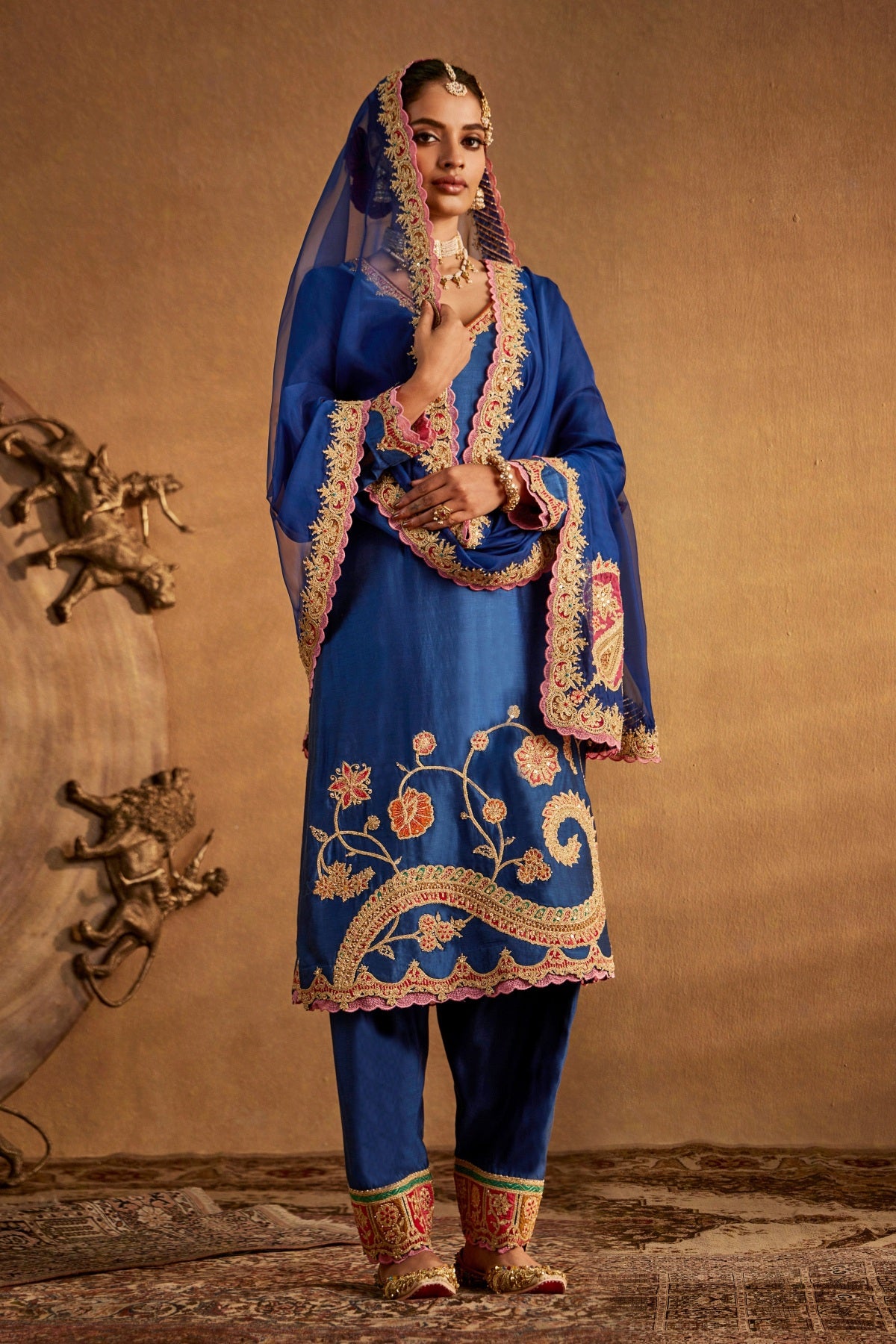 Dark Blue Silk Kurta set