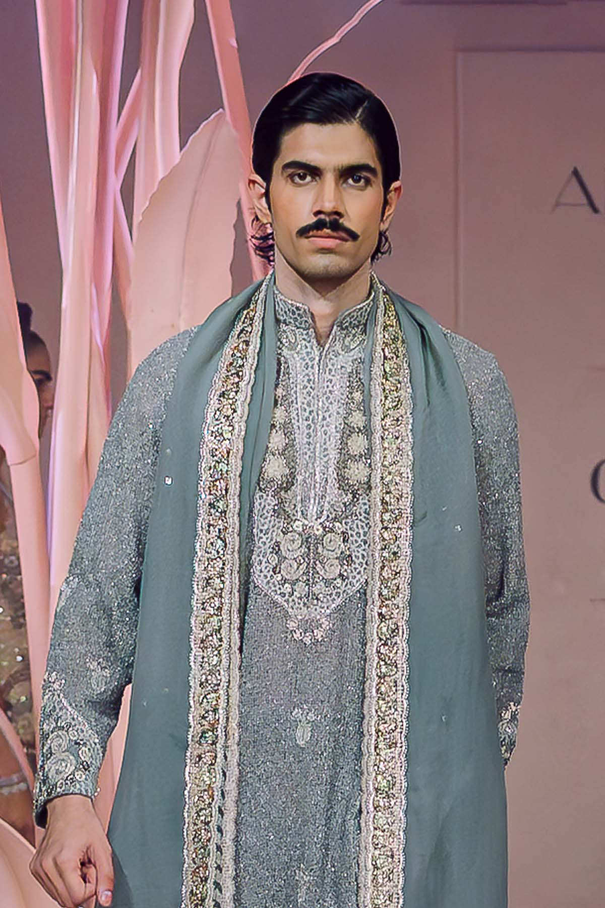 Mehbub - grey mesh kurta