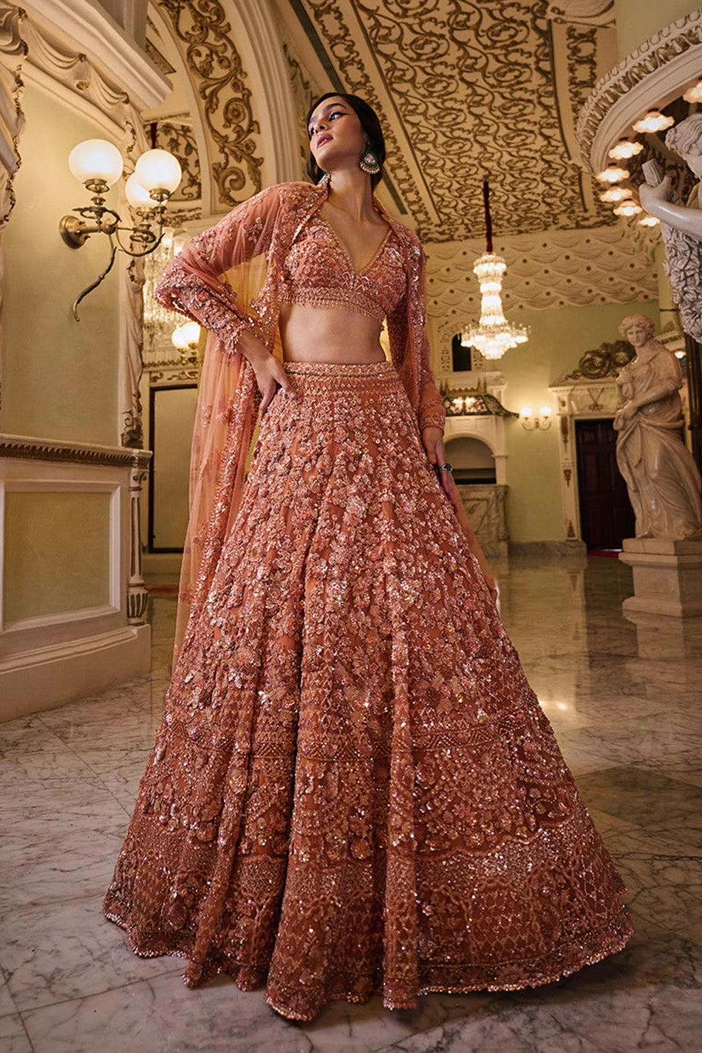 Copper Sequin Lehenga Set