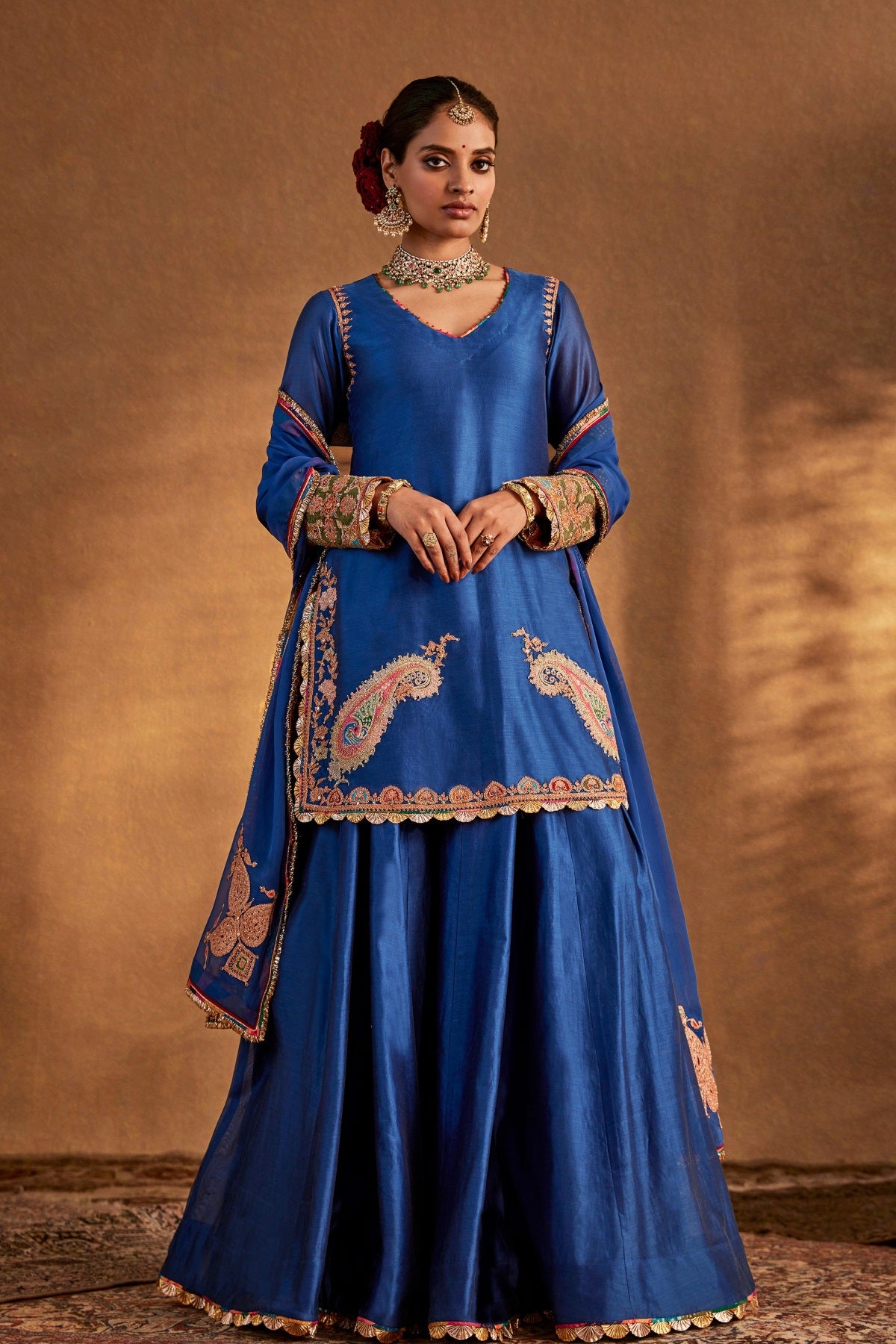 Deep Blue Sharara Set