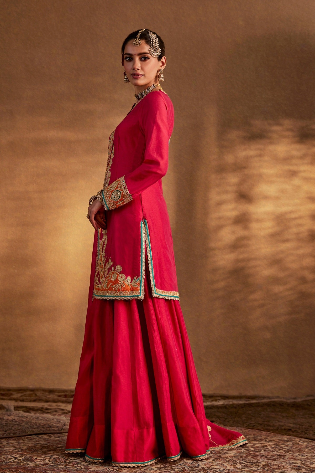 Deep Pink Floral Sharara Set