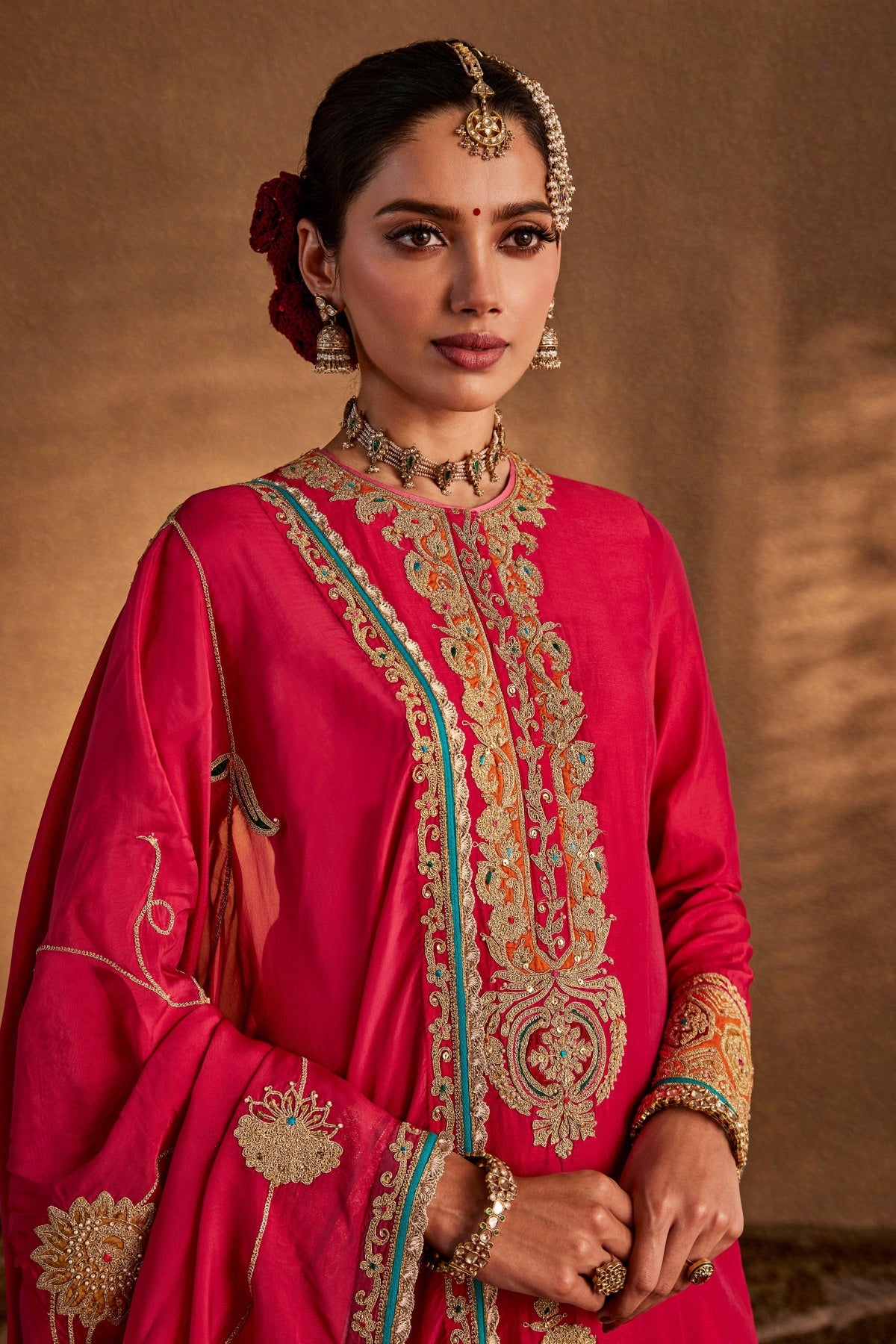 Deep Pink Floral Sharara Set