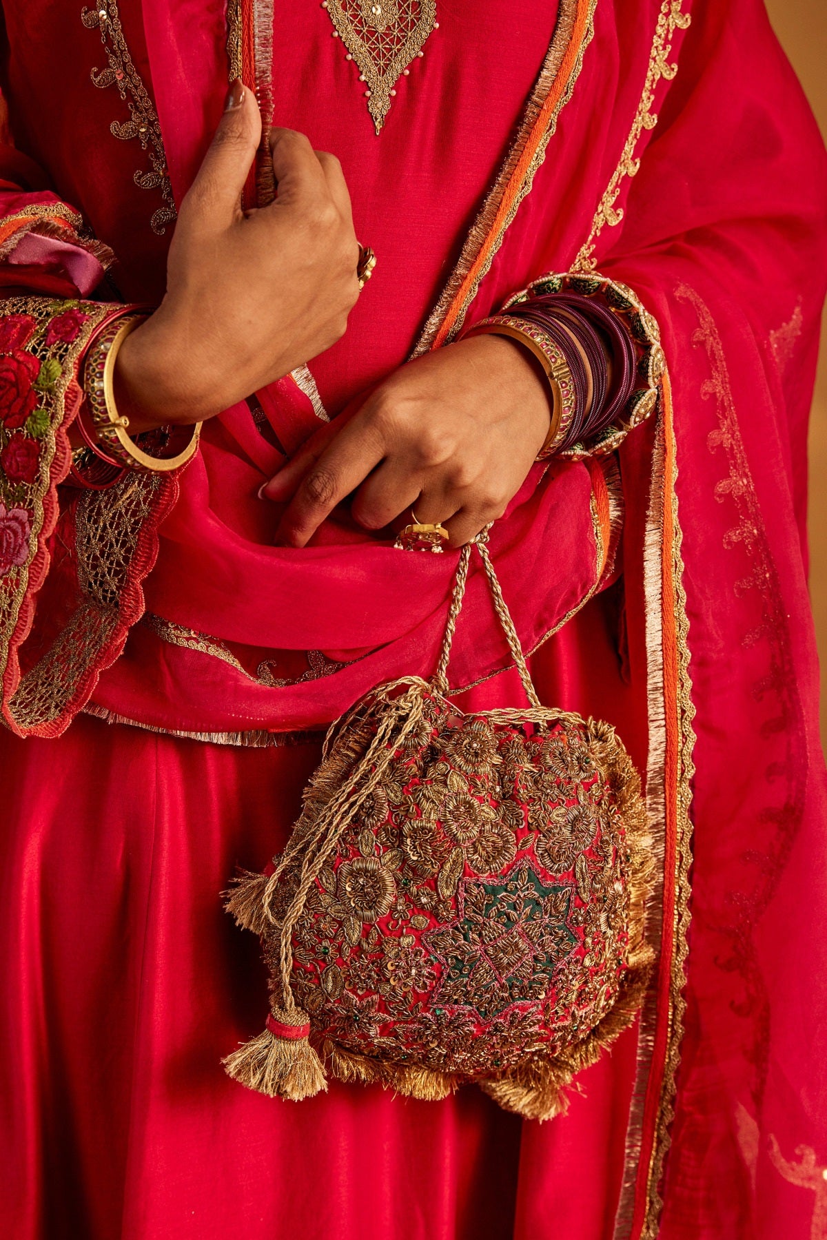 Deep Pink Mughal Jaali Kurta Set