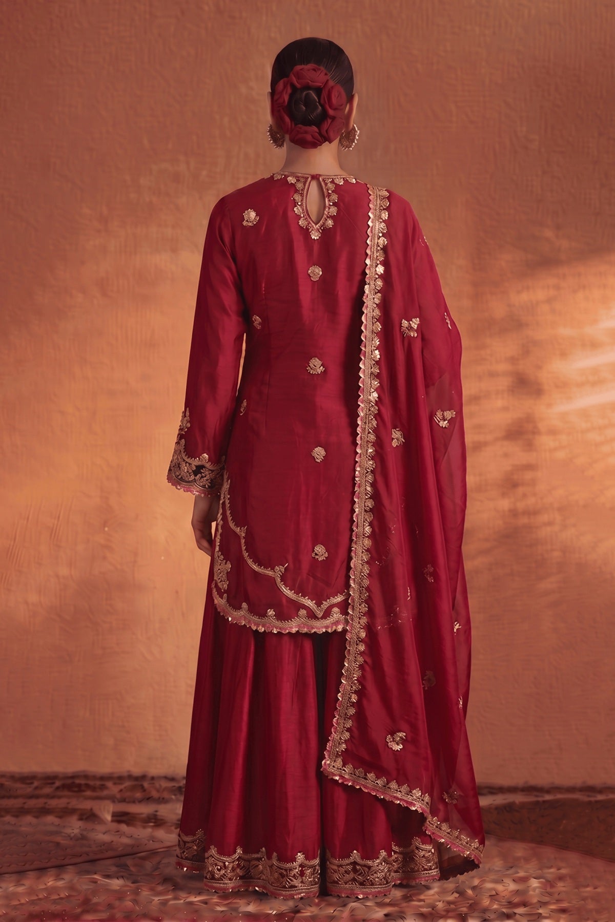 Deep Red Sharara Set