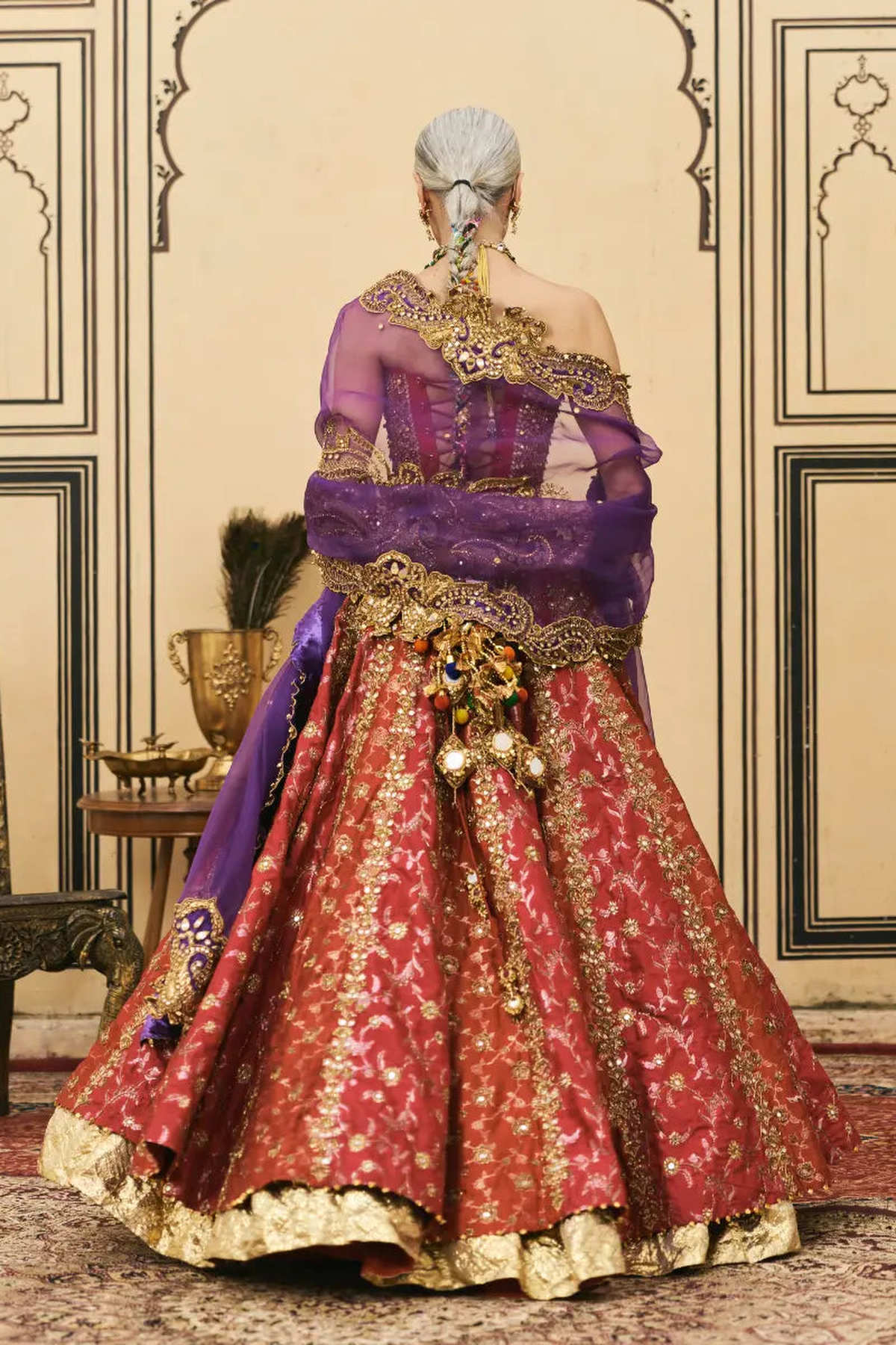 Do-Rang Brocade Gota Lehenga Set