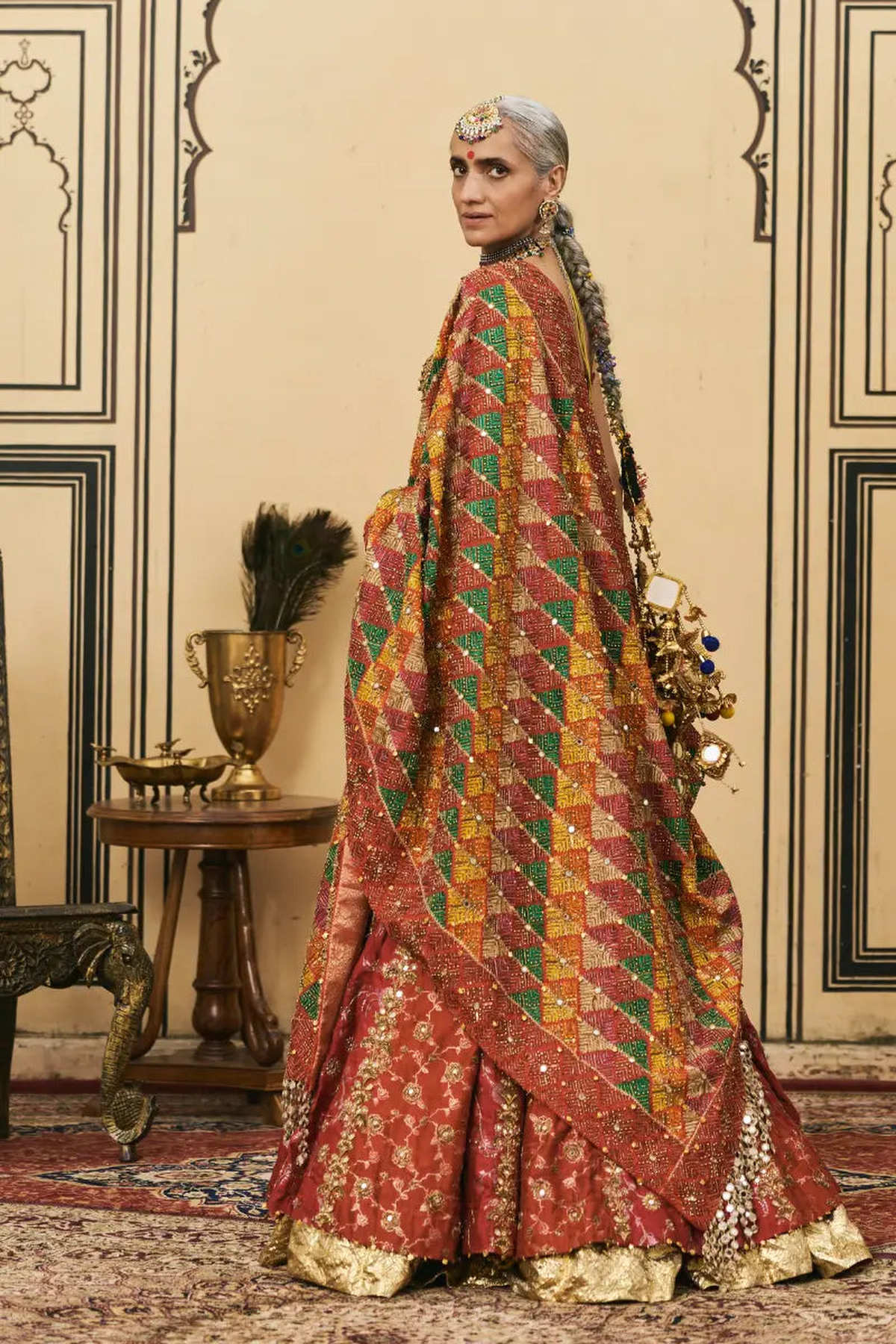 Do-Rang Brocade Gota Lehenga Set