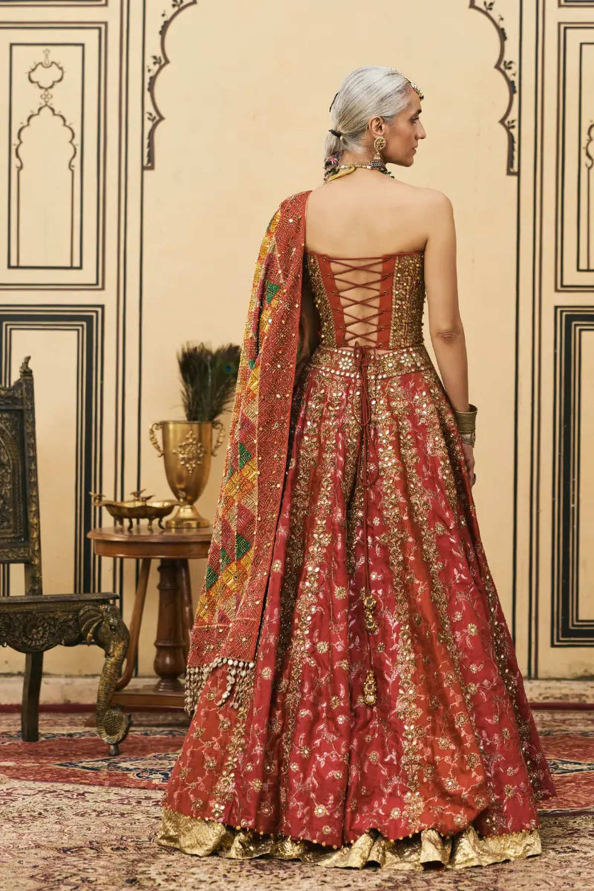 Do-Rang Brocade Gota Lehenga Set