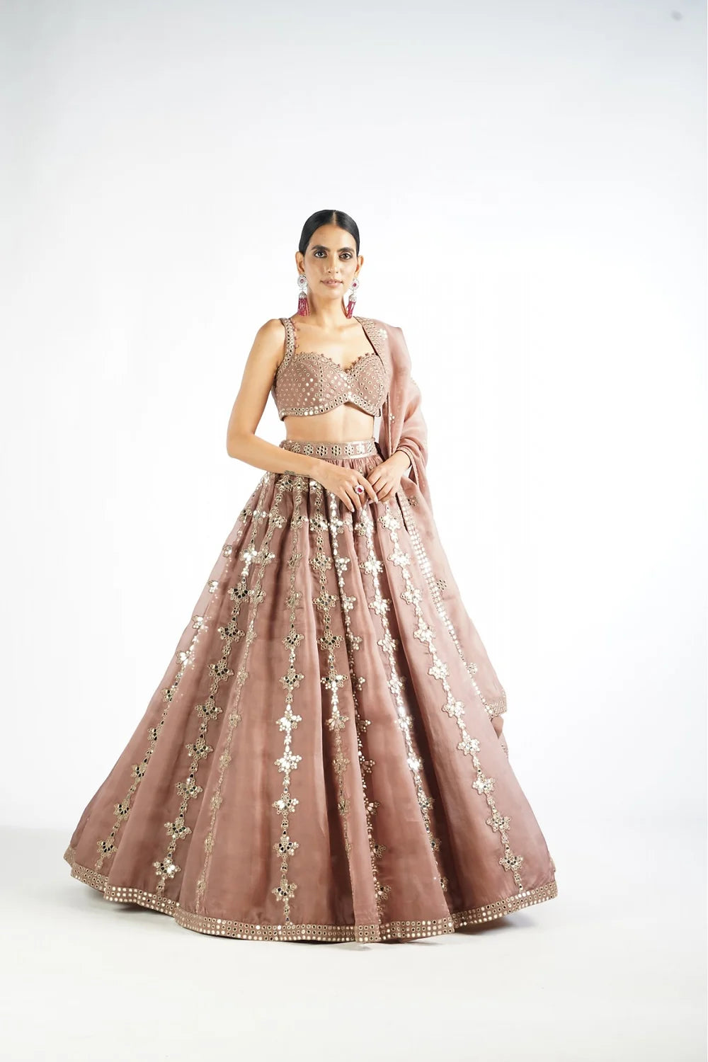 Deep Beige Chandelier Drop Lehenga Set