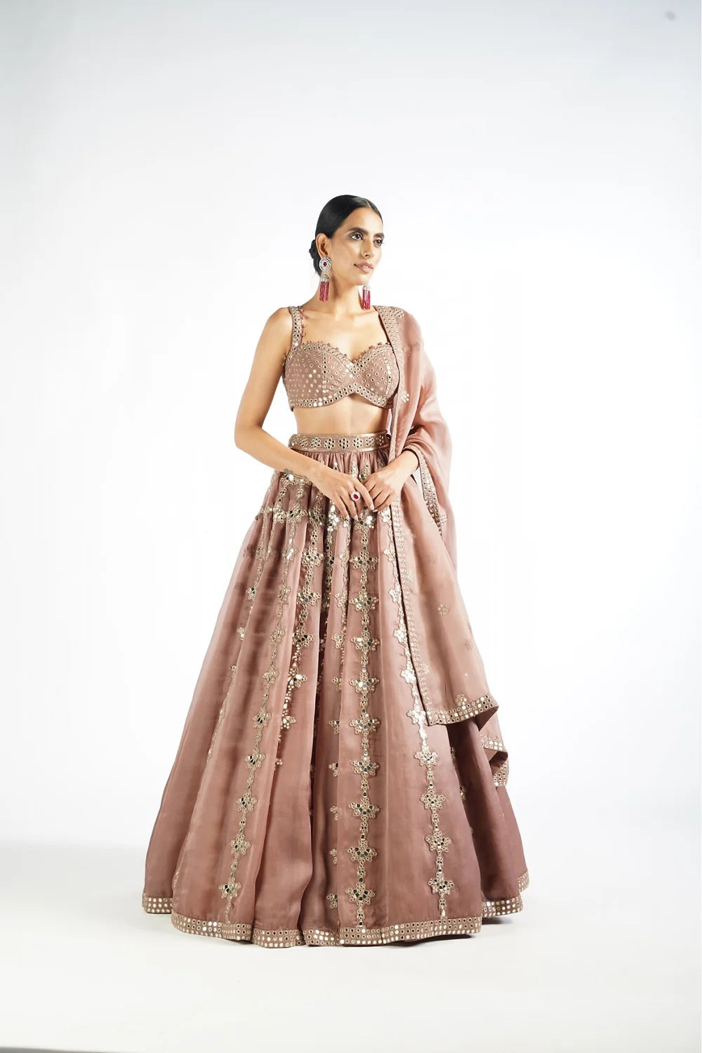 Deep Beige Chandelier Drop Lehenga Set