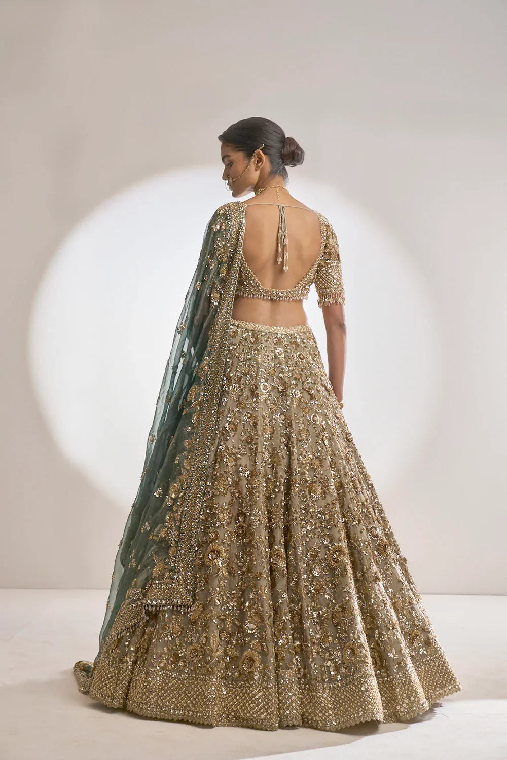 Champagne Zardozi Lehenga Set