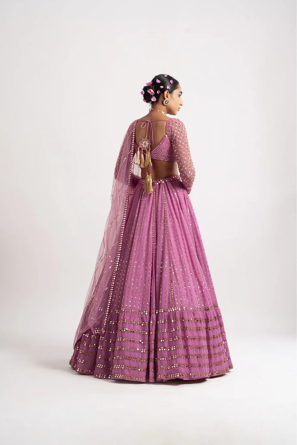 Dark Blush Single Tier Lehenga Set