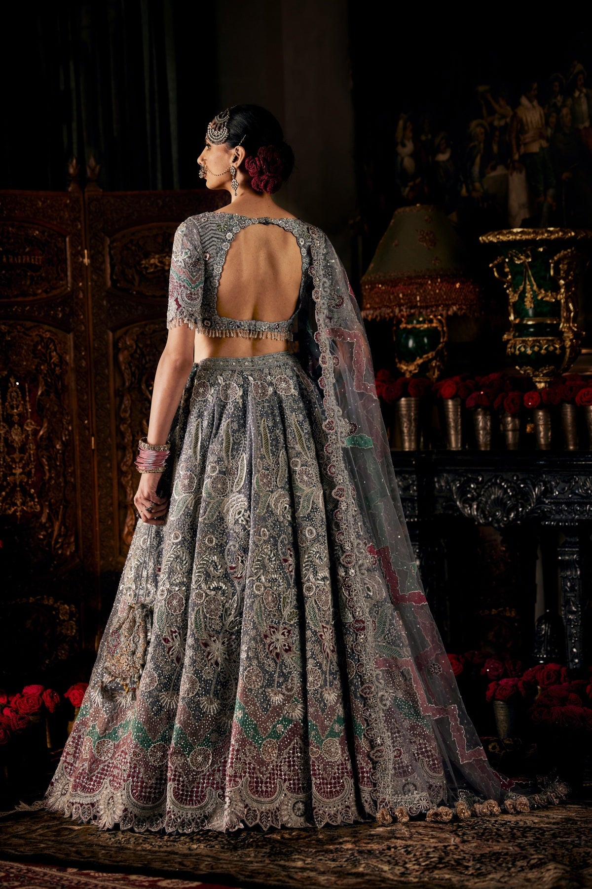 Flint Grey Tulle Lehenga