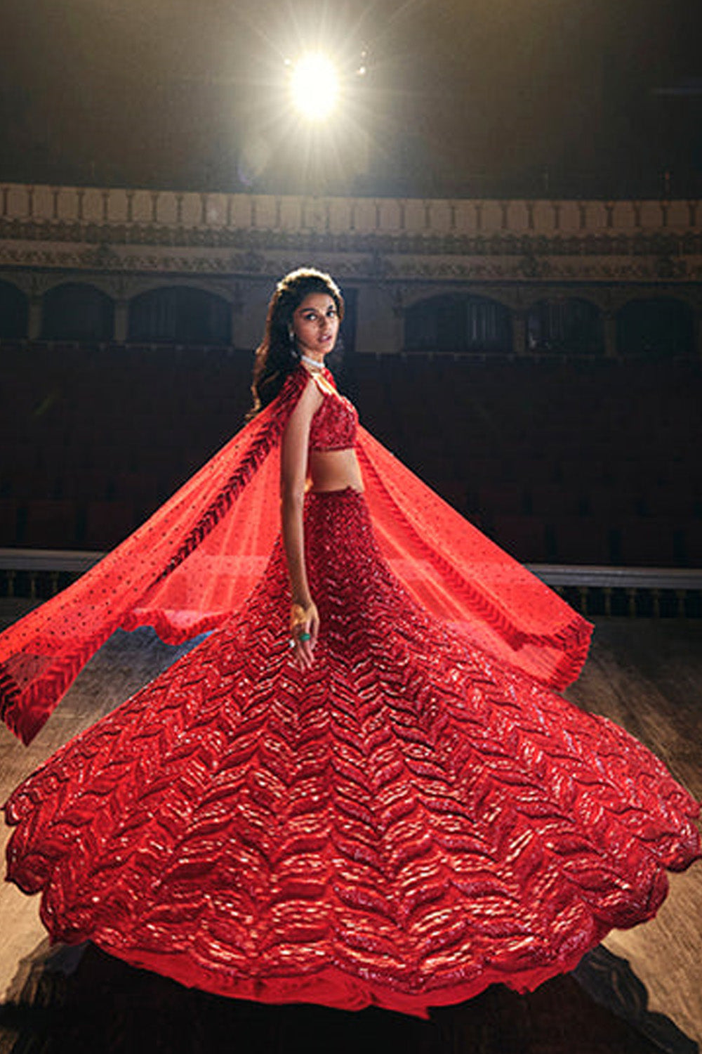 Red Leaf Lehenga Set