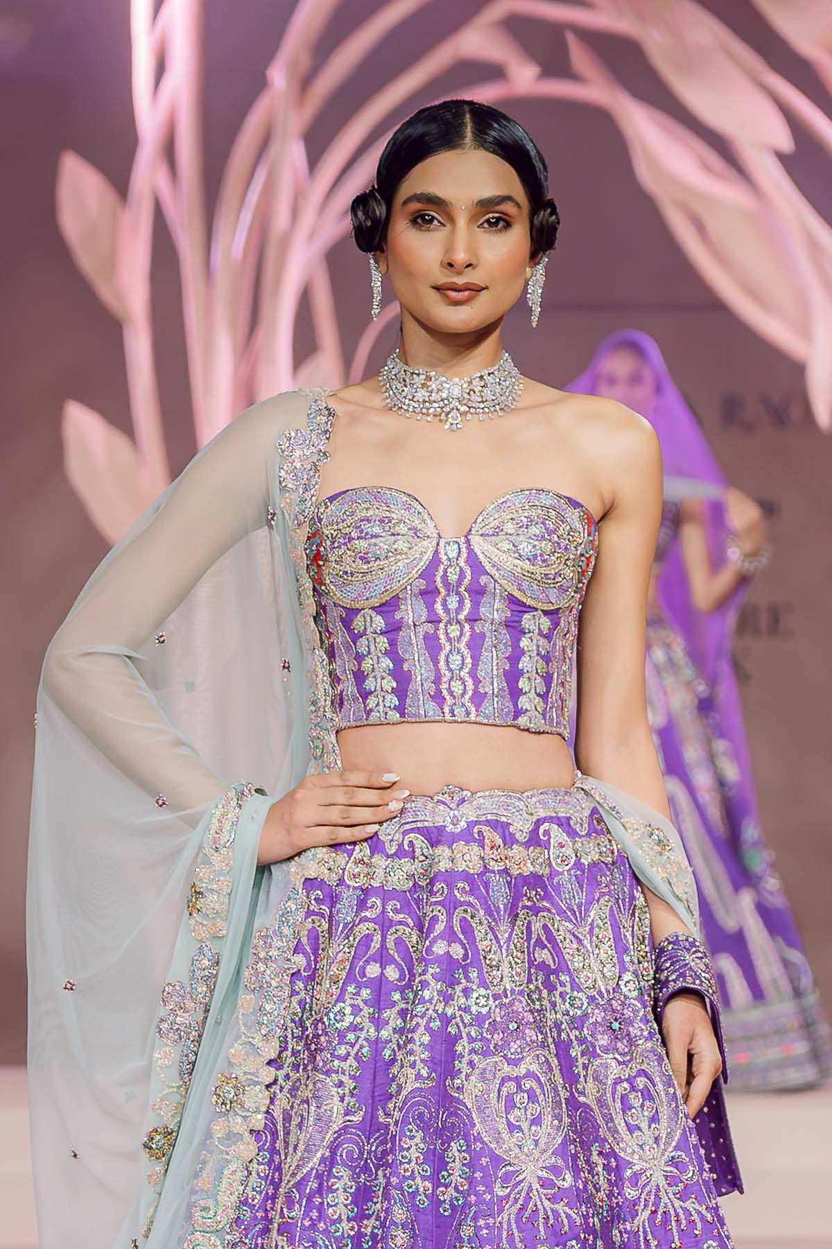Rabia - purple raw silk lehenga