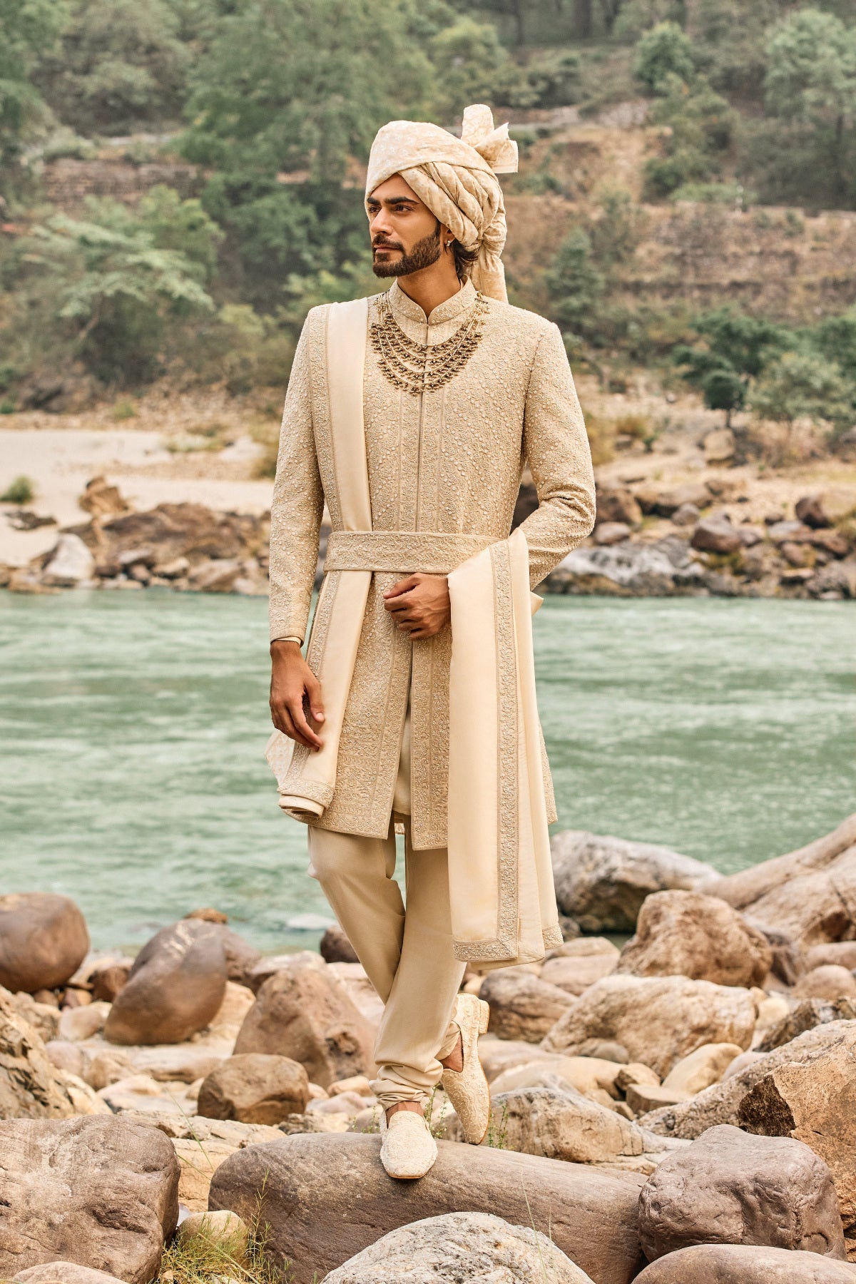 Heritage Beige Sherwani Set