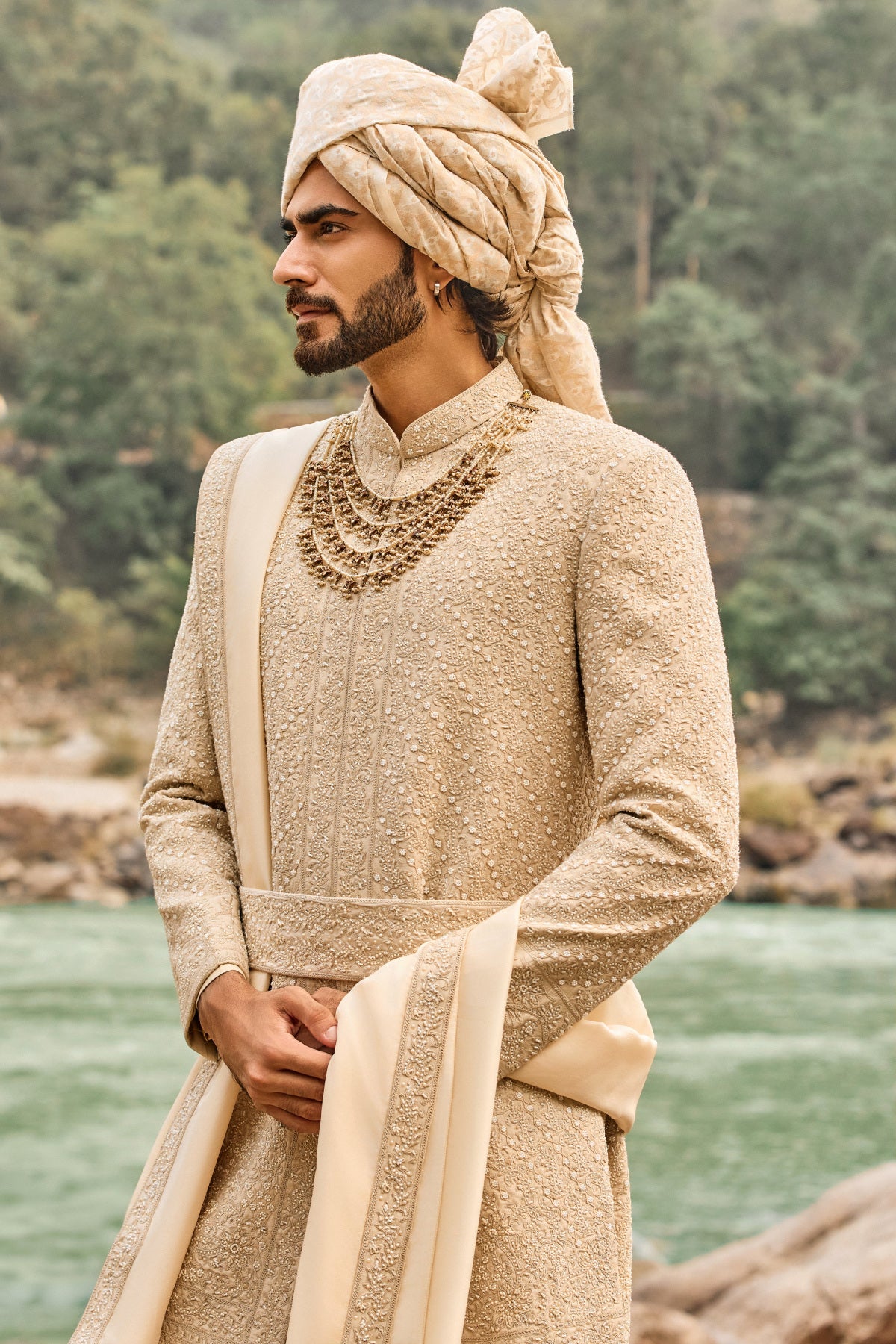 Heritage Beige Sherwani Set