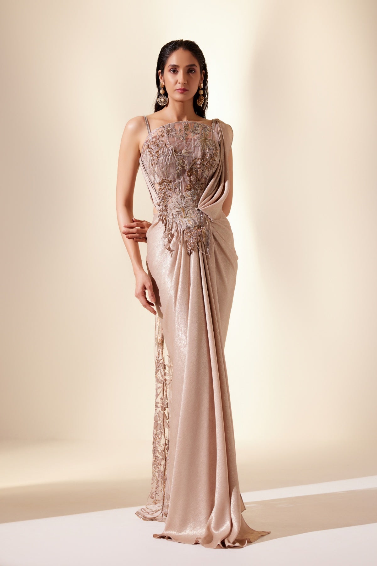 Golden Mirage Coset Saree - Ready To Ship