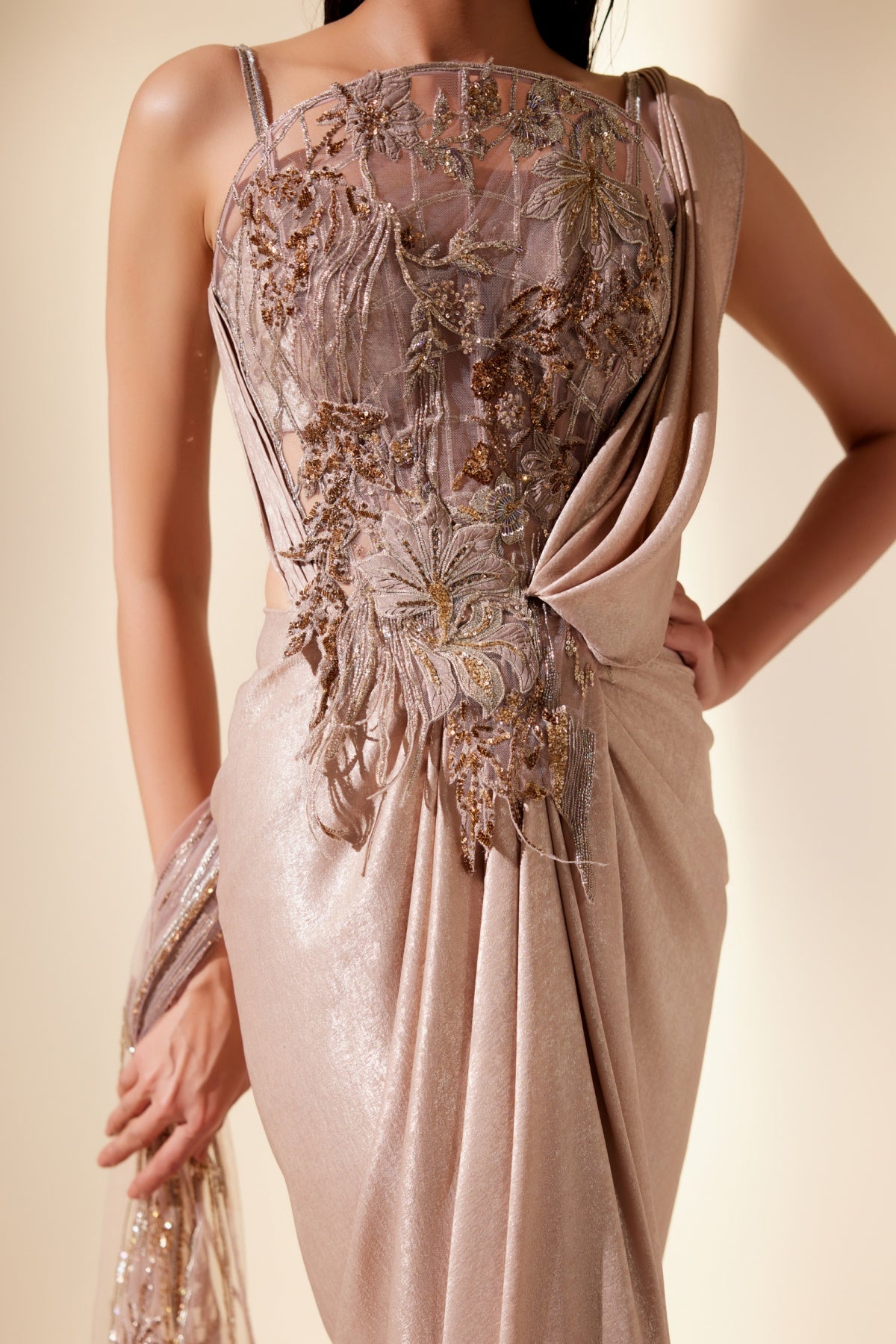 Golden Mirage Coset Saree - Ready To Ship
