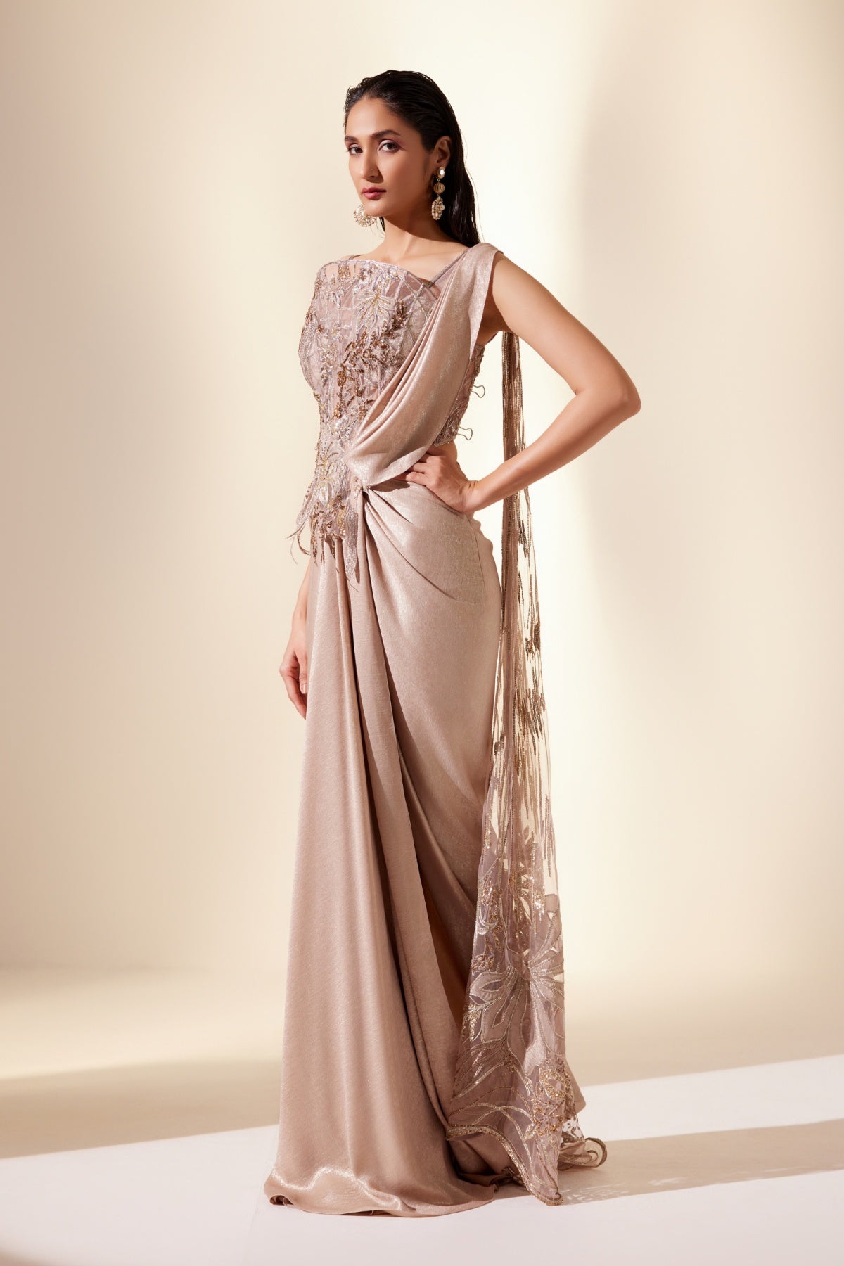 Golden Mirage Coset Saree - Ready To Ship