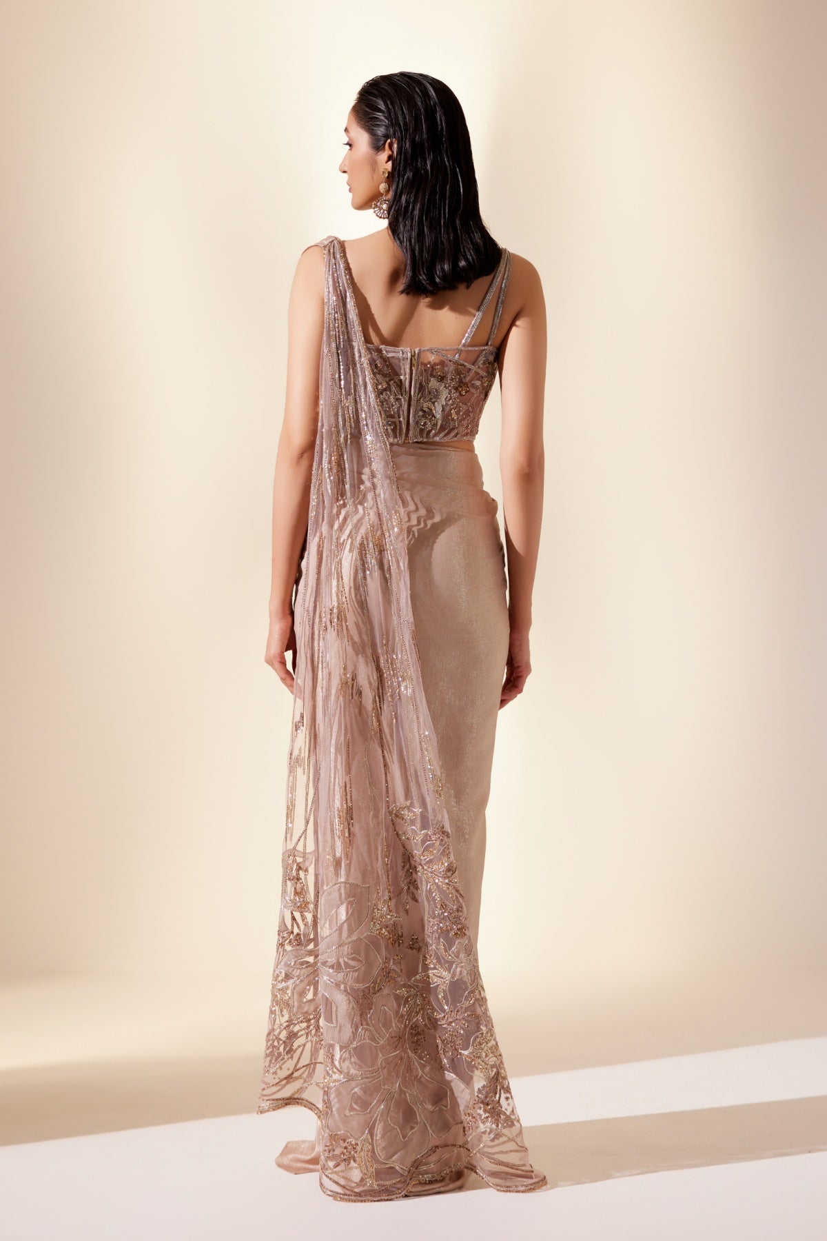 Golden Mirage Coset Saree - Ready To Ship