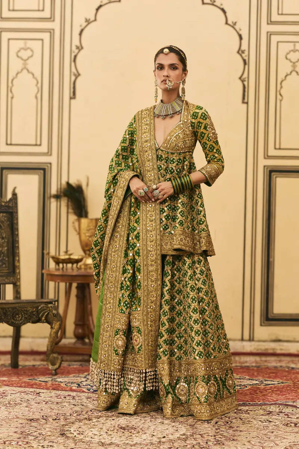 Hara Bandhej Sharara Set
